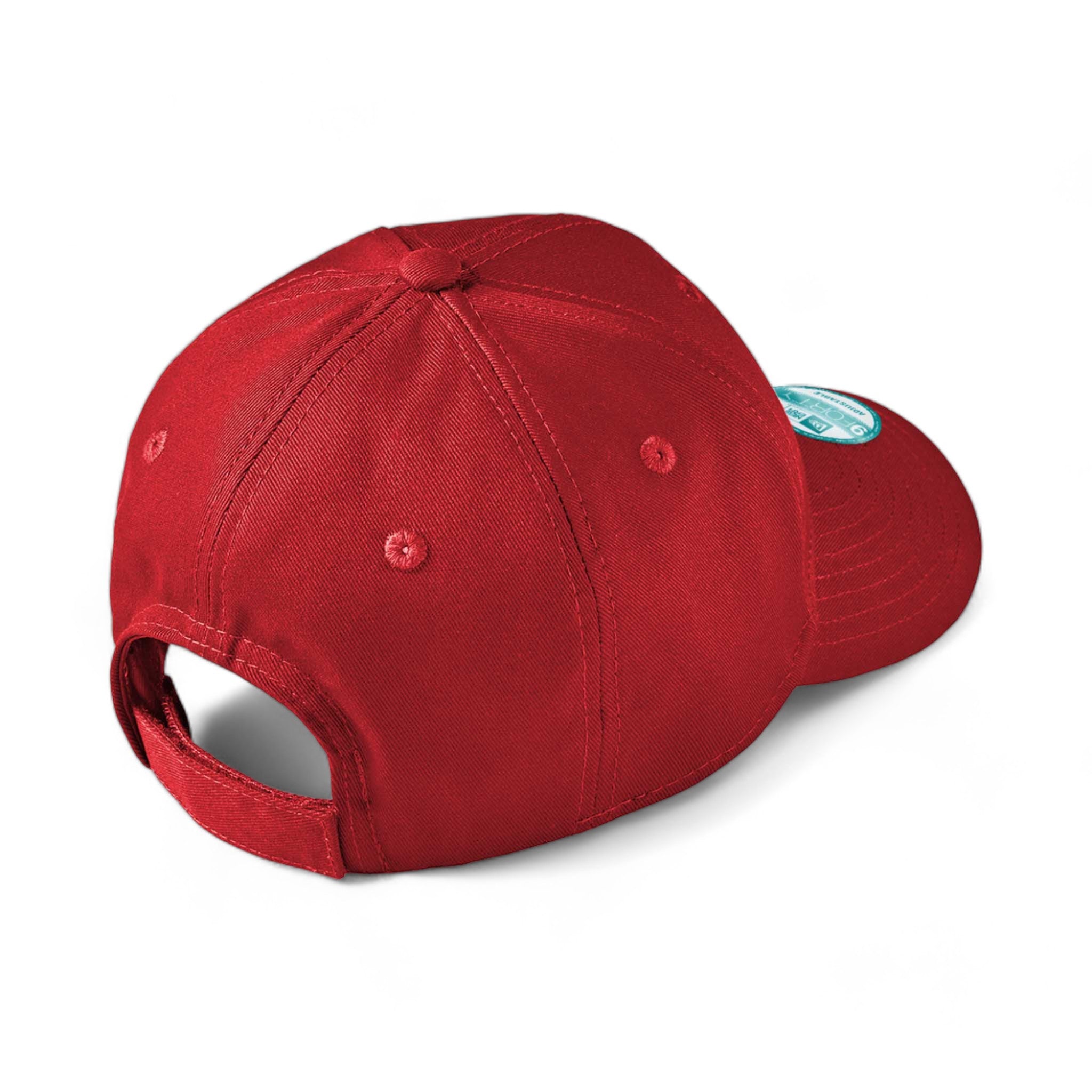 Back view of New Era NE200 custom hat in scarlet red