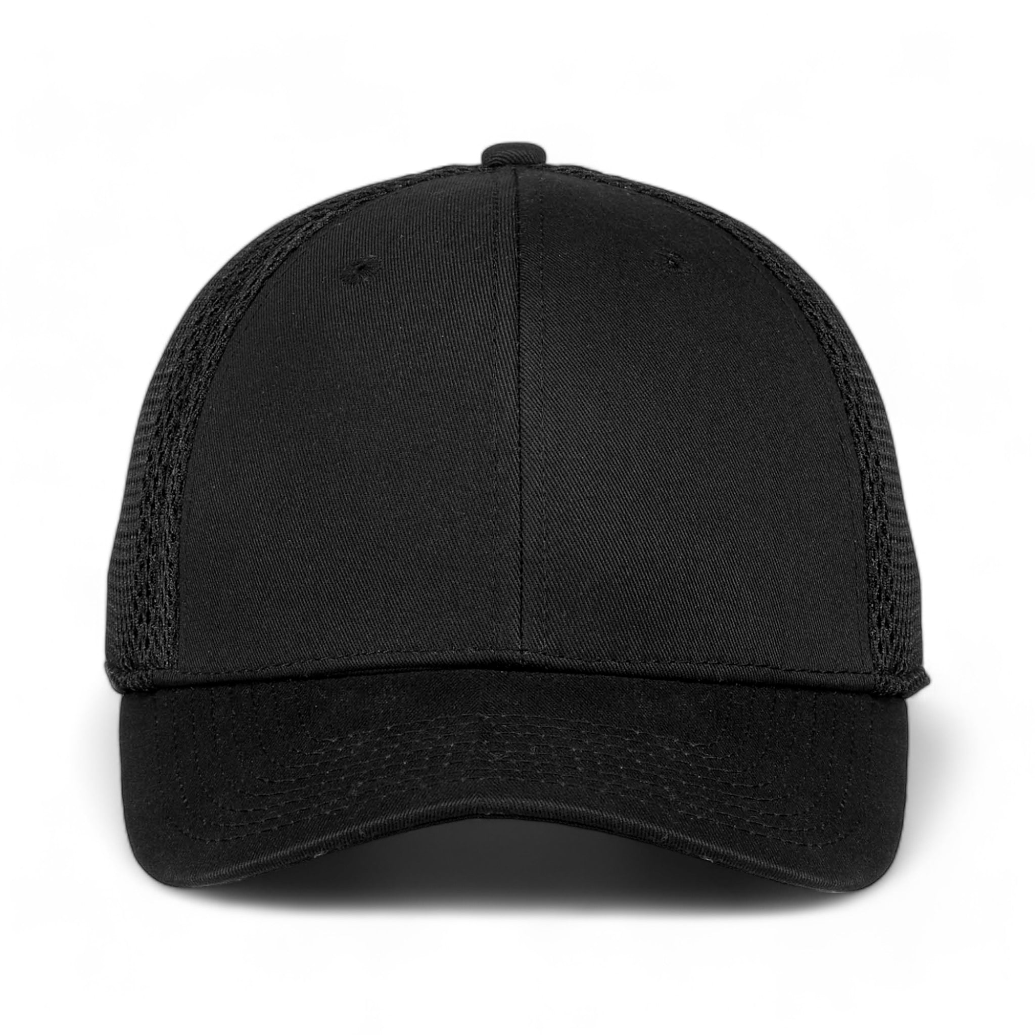 Front view of New Era NE204 custom hat in black and black