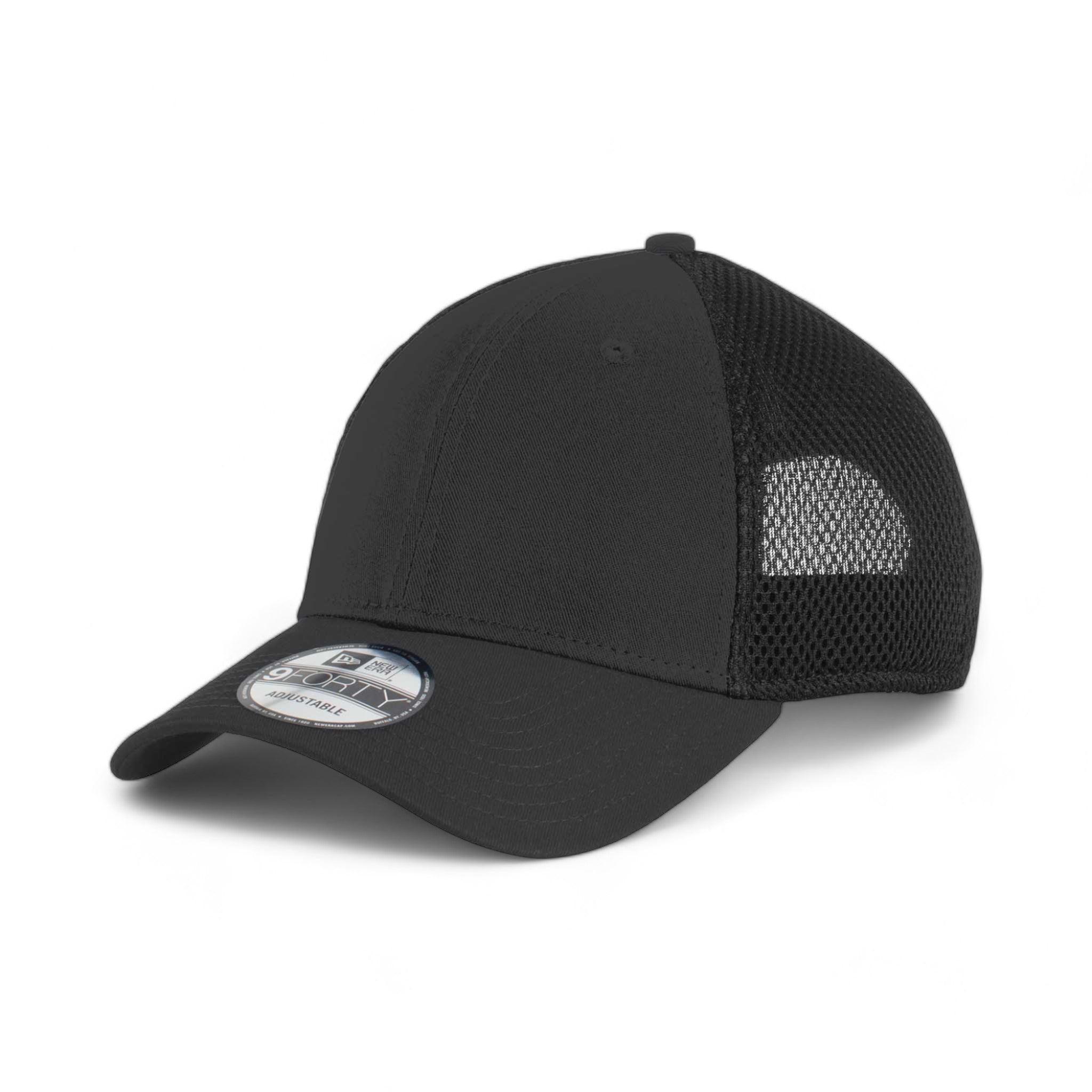 Side view of New Era NE204 custom hat in black and black