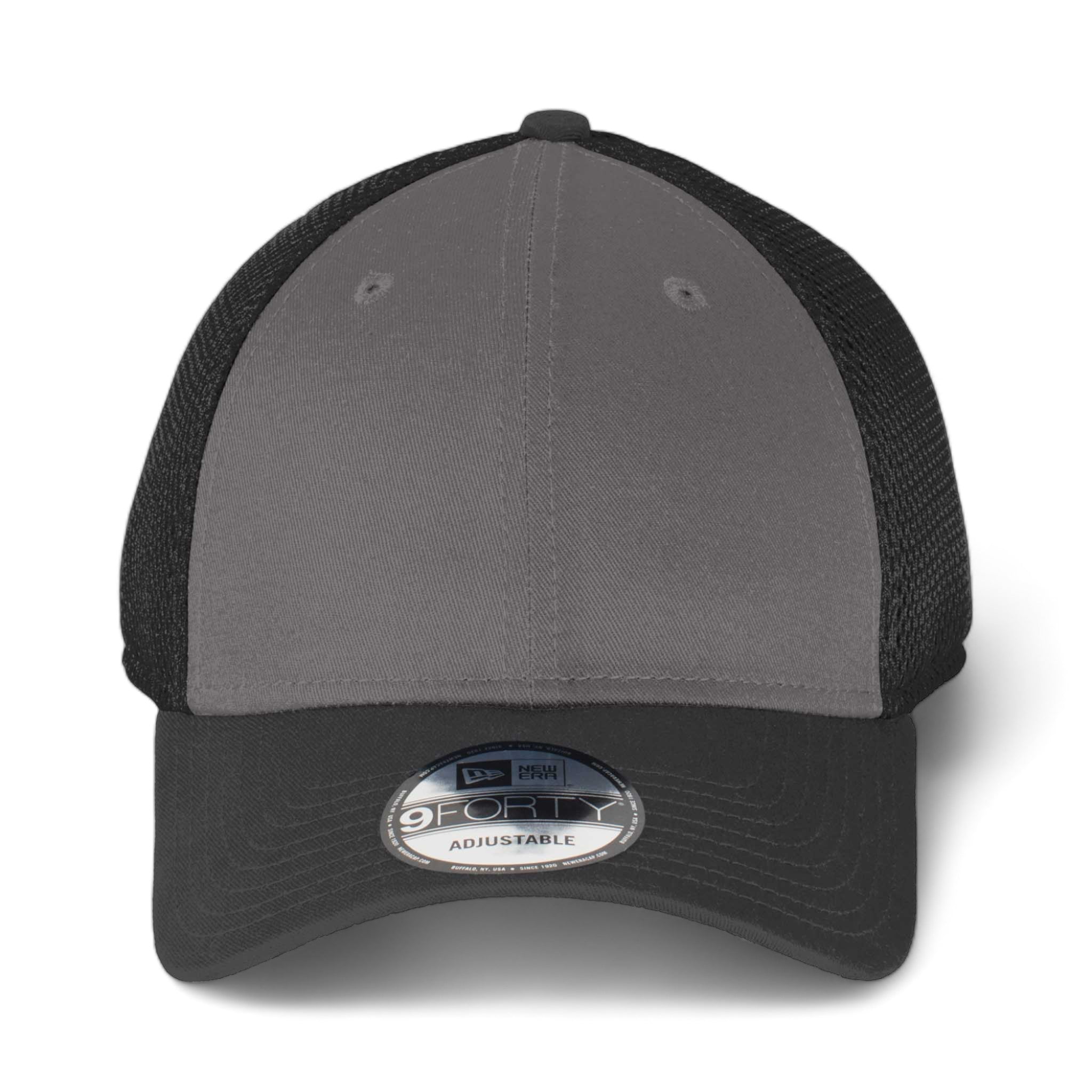 Front view of New Era NE204 custom hat in charcoal and black