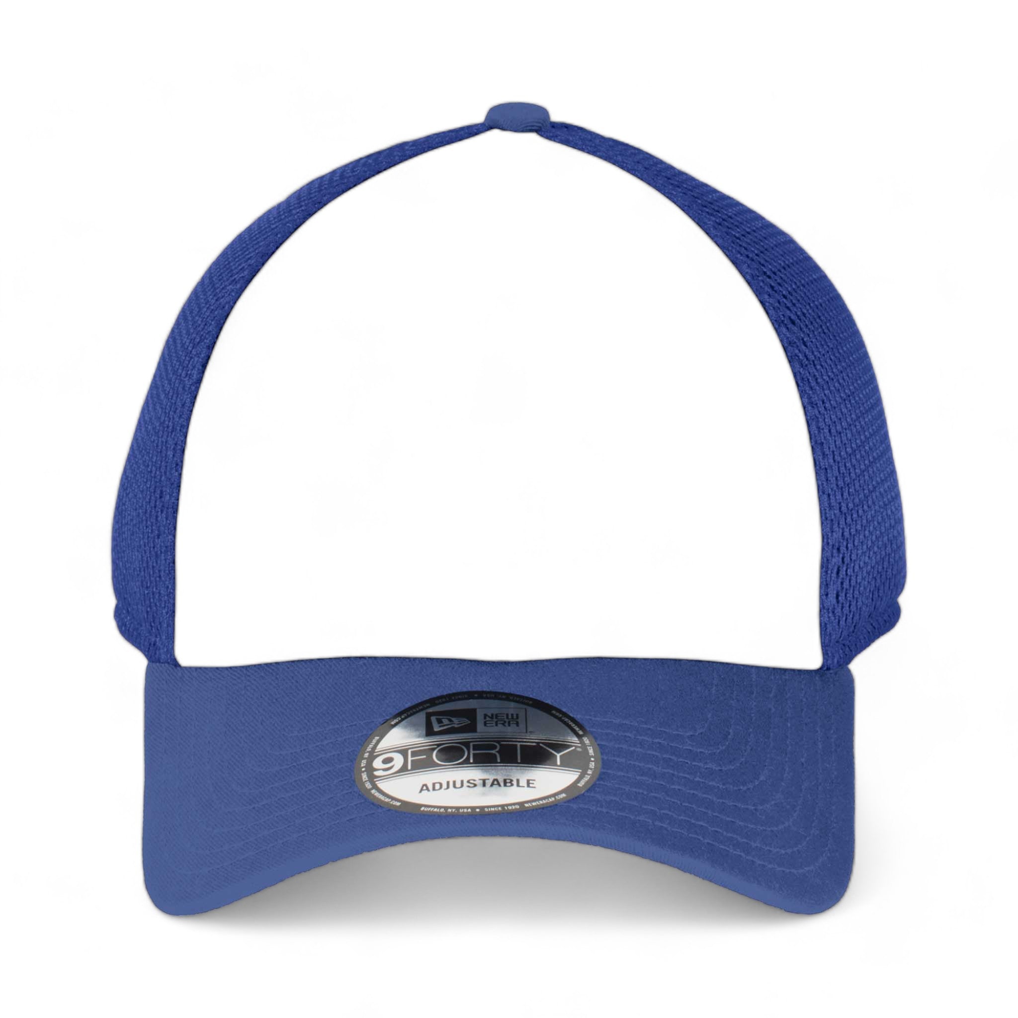 Front view of New Era NE204 custom hat in white and royal