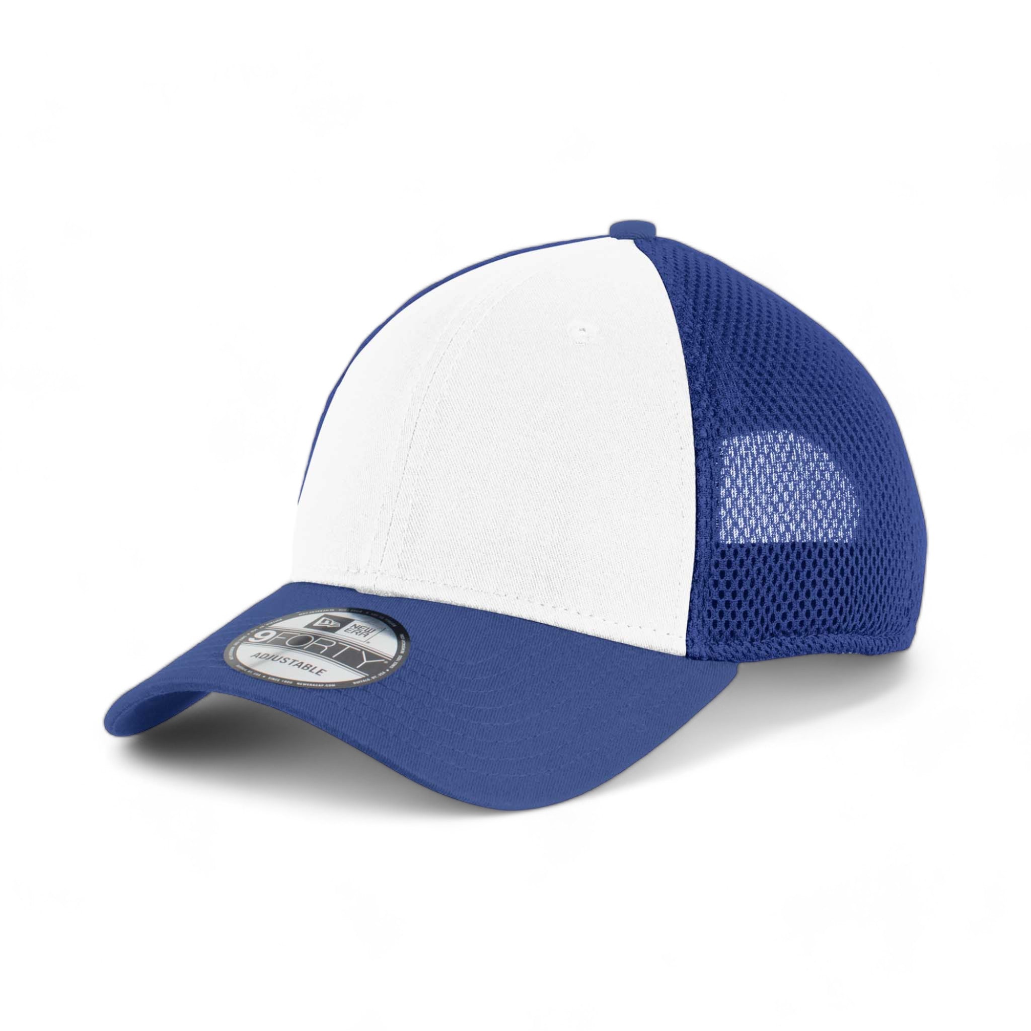 Side view of New Era NE204 custom hat in white and royal