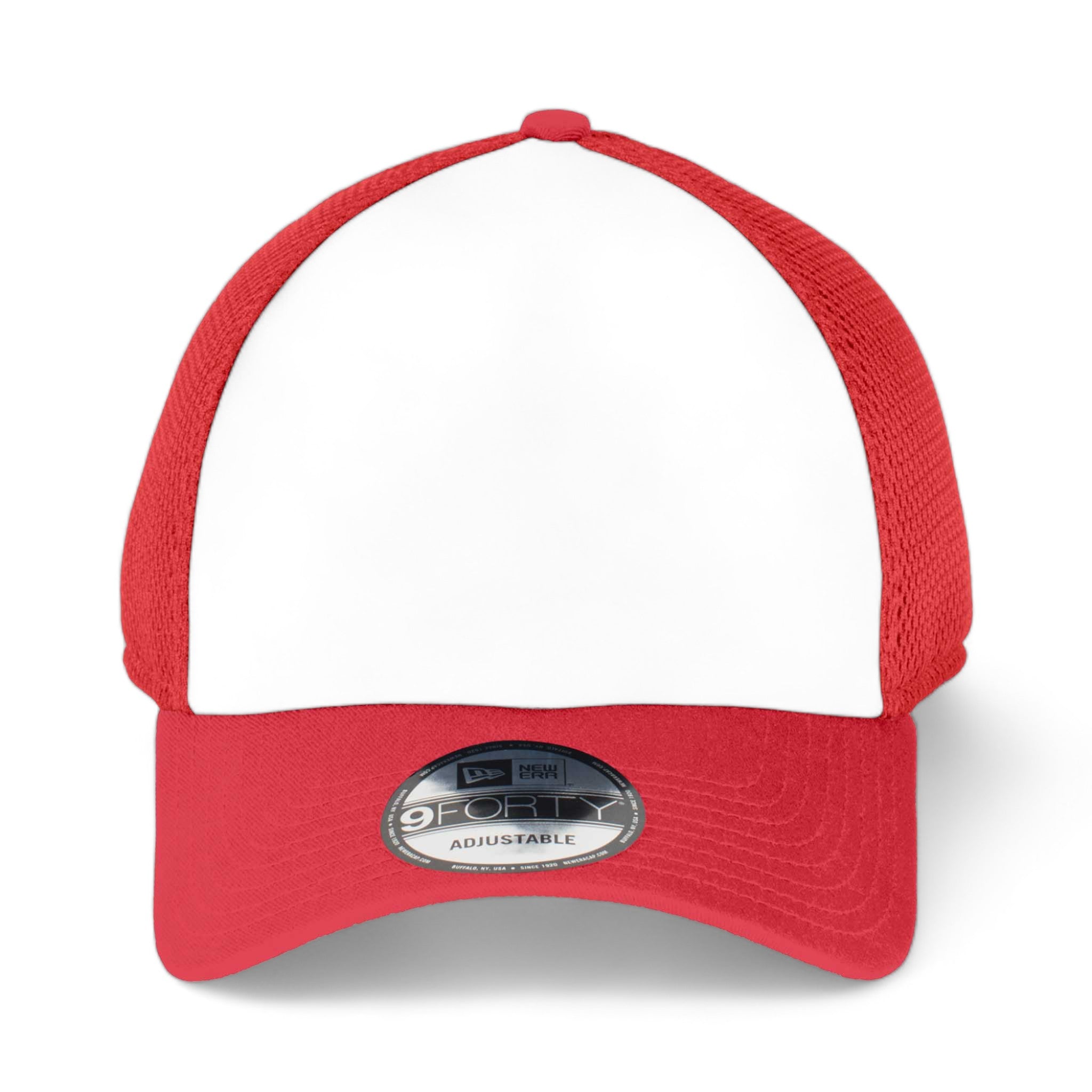 Front view of New Era NE204 custom hat in white and scarlet red