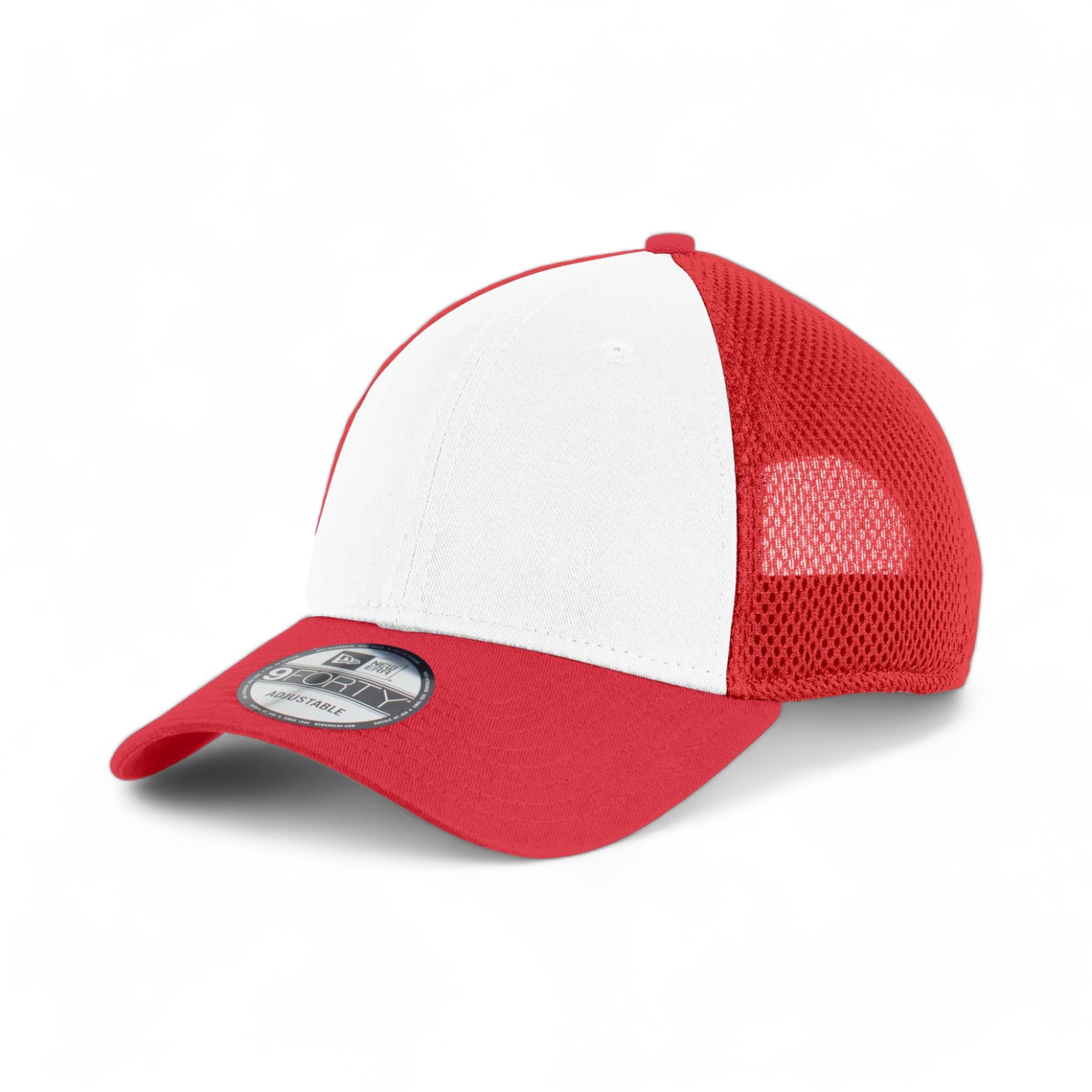 Side view of New Era NE204 custom hat in white and scarlet red
