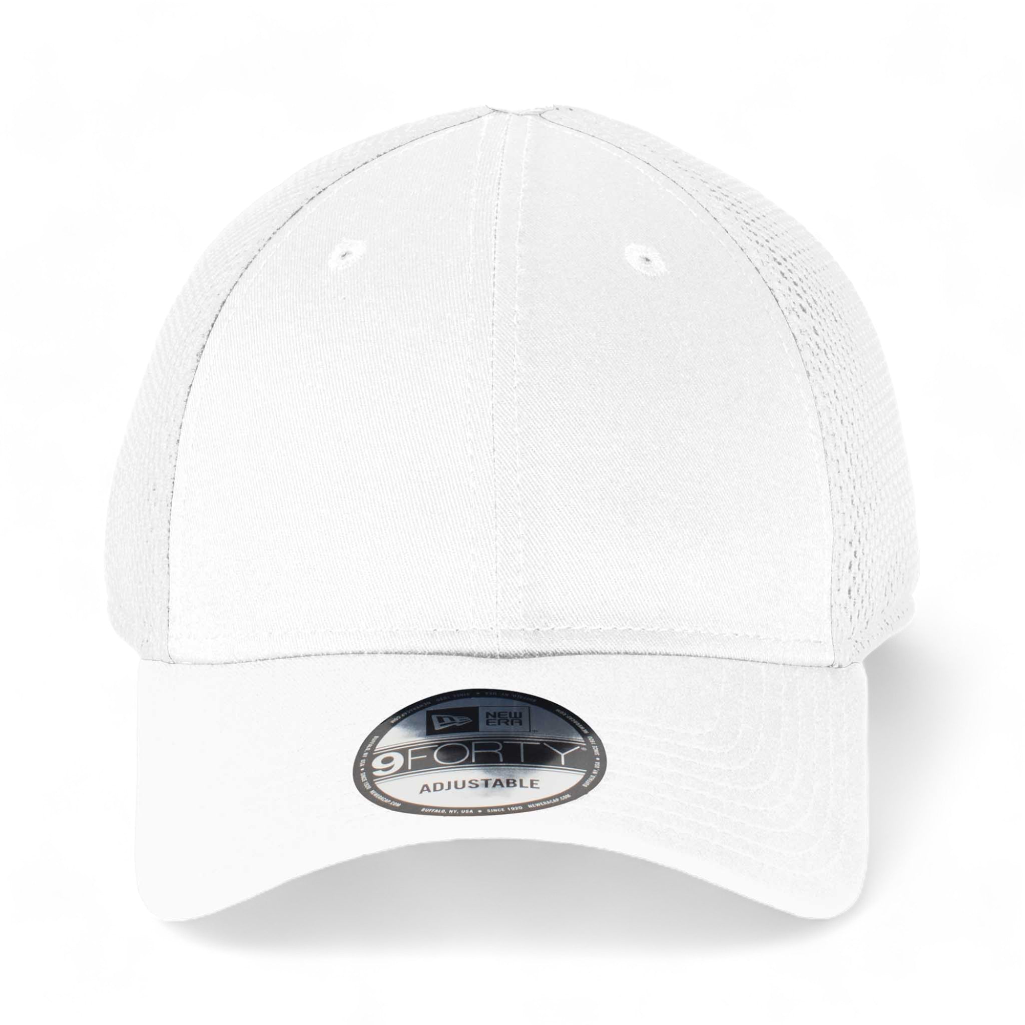 Front view of New Era NE204 custom hat in white and white