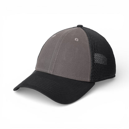 Left side view of New Era NE204 custom hat in charcoal and black