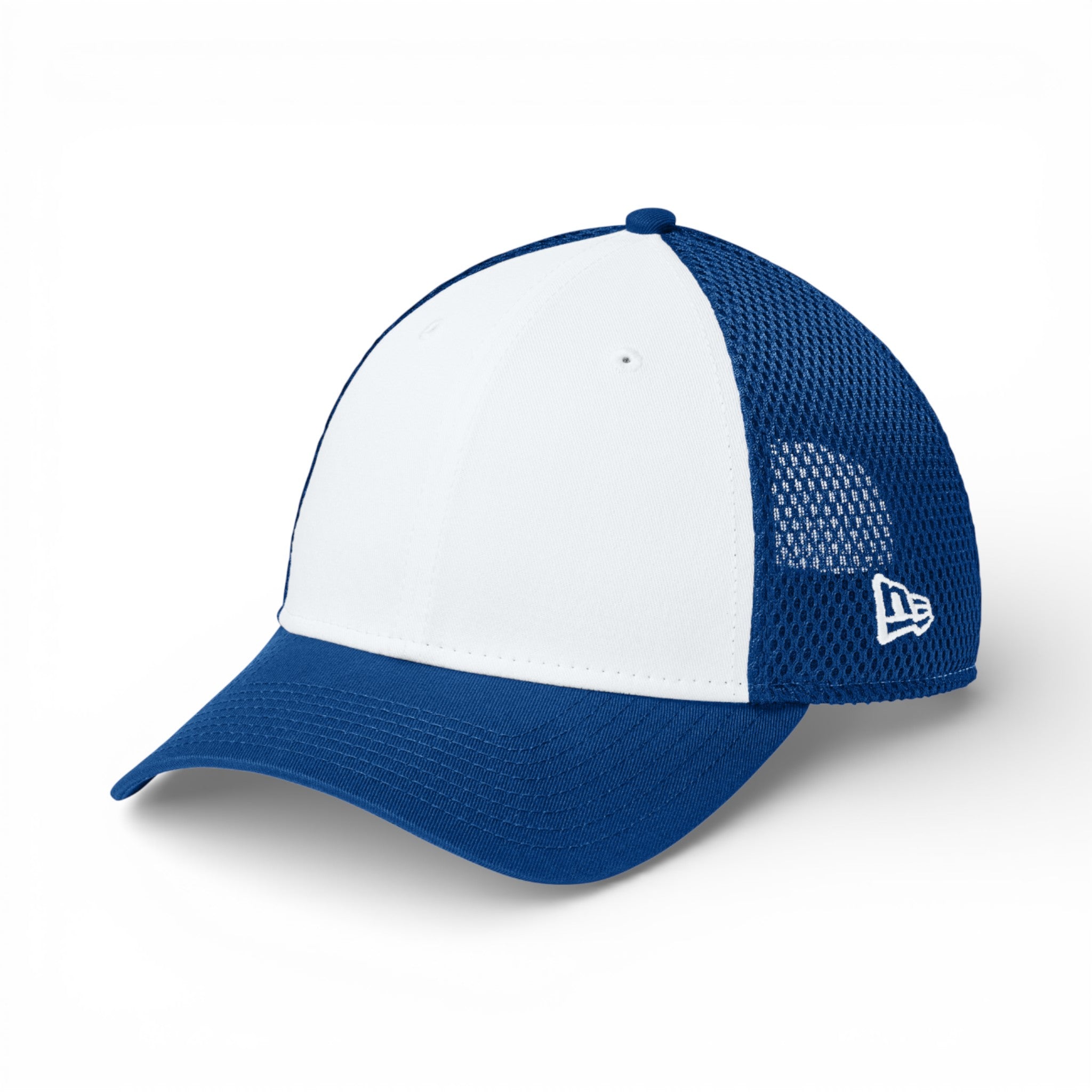 Left side view of New Era NE204 custom hat in flag white and  royal