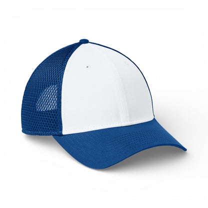 Right side view of New Era NE204 custom hat in flag white and  royal