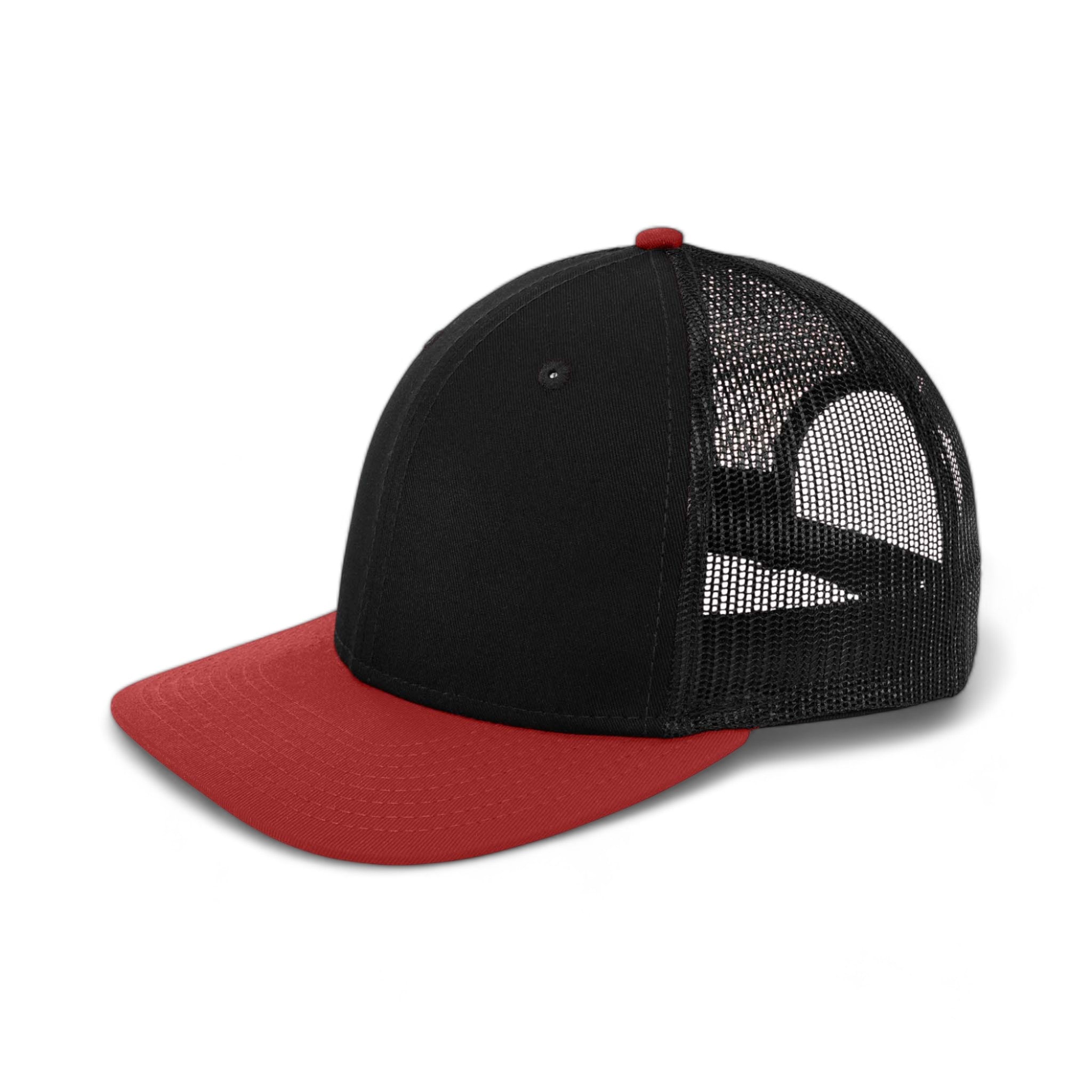Side view of New Era NE207 custom hat in black and scarlet