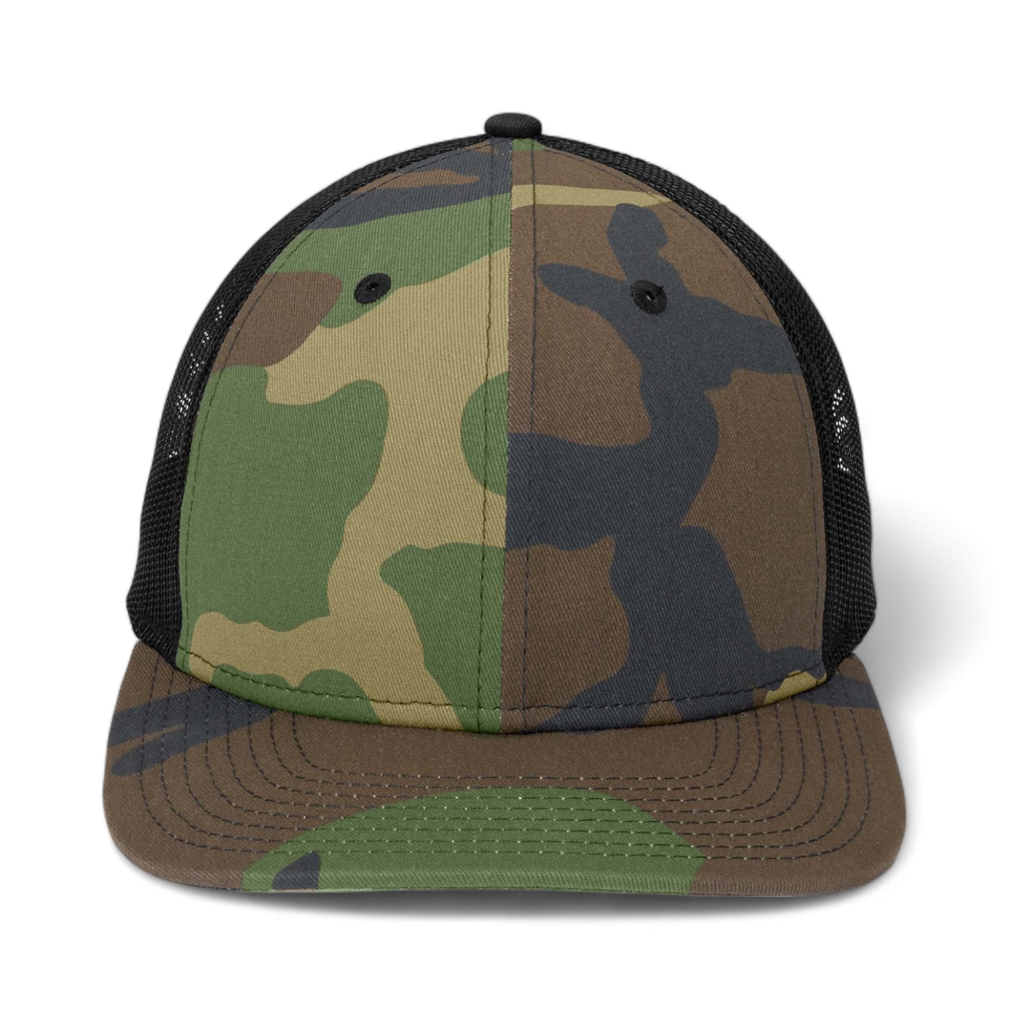 Front view of New Era NE207 custom hat in camo and black