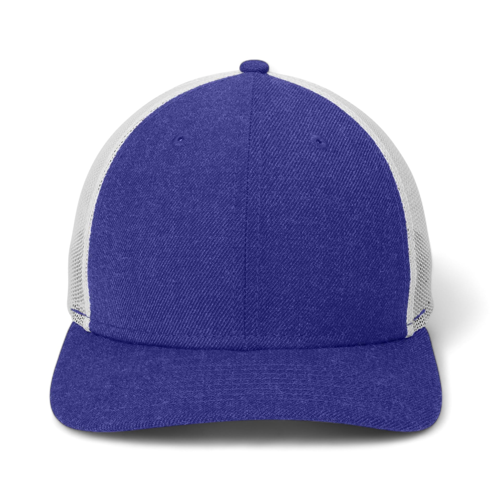 Front view of New Era NE207 custom hat in heather royal and white