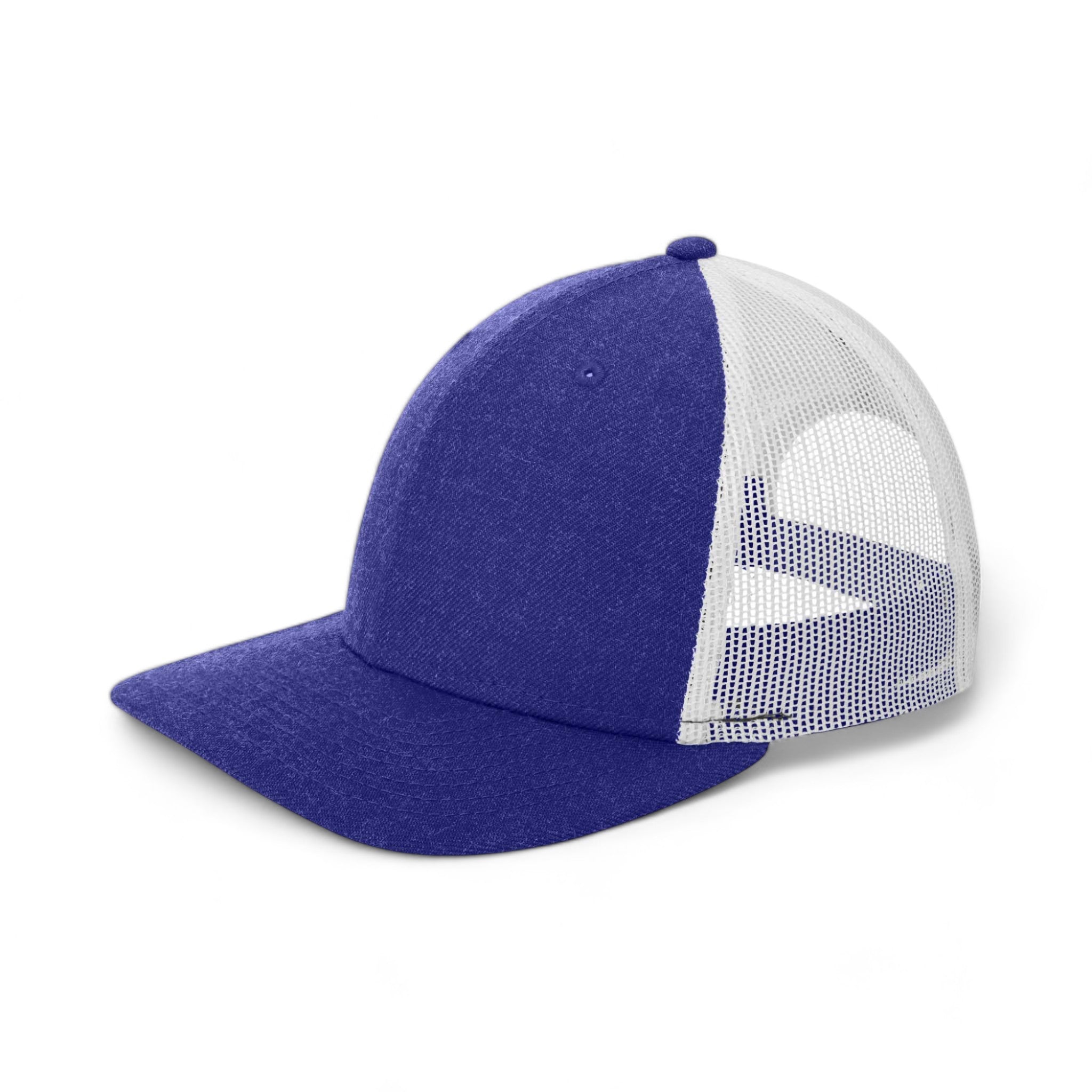 Side view of New Era NE207 custom hat in heather royal and white