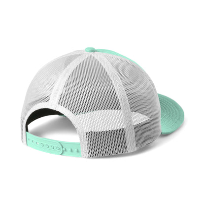 Back view of New Era NE207 custom hat in mint and white