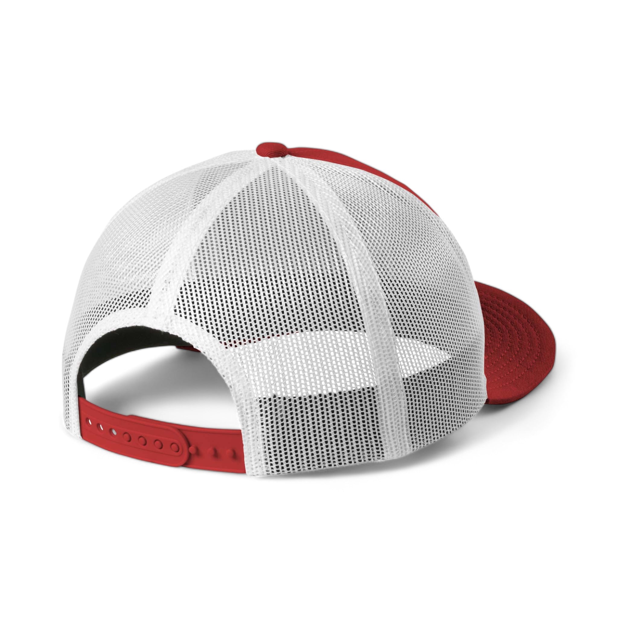 Back view of New Era NE207 custom hat in scarlet and white