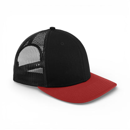 Right side view of New Era NE207 custom hat in black and scarlet