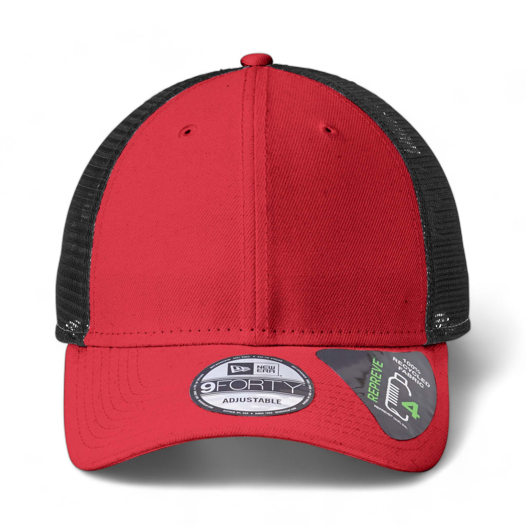 Front view of New Era NE208 custom hat in scarlet