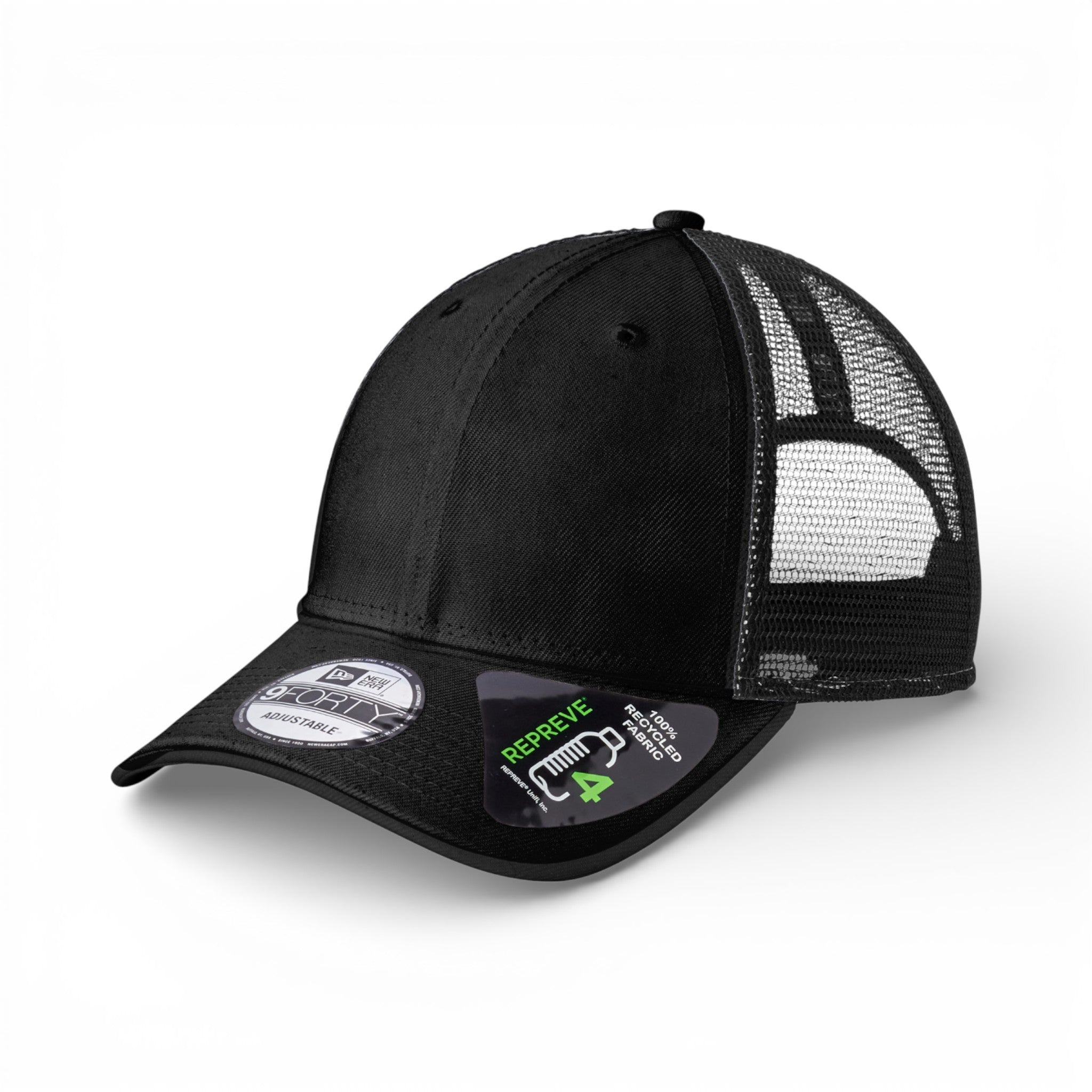Left side view of New Era NE208 custom hat in black