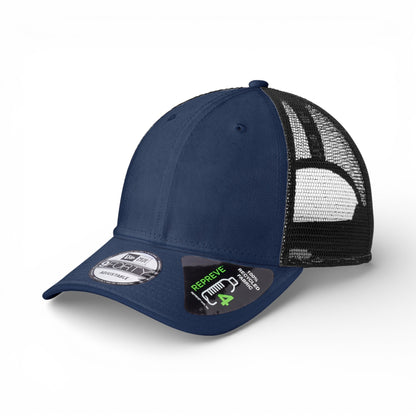 Left side view of New Era NE208 custom hat in deep navy