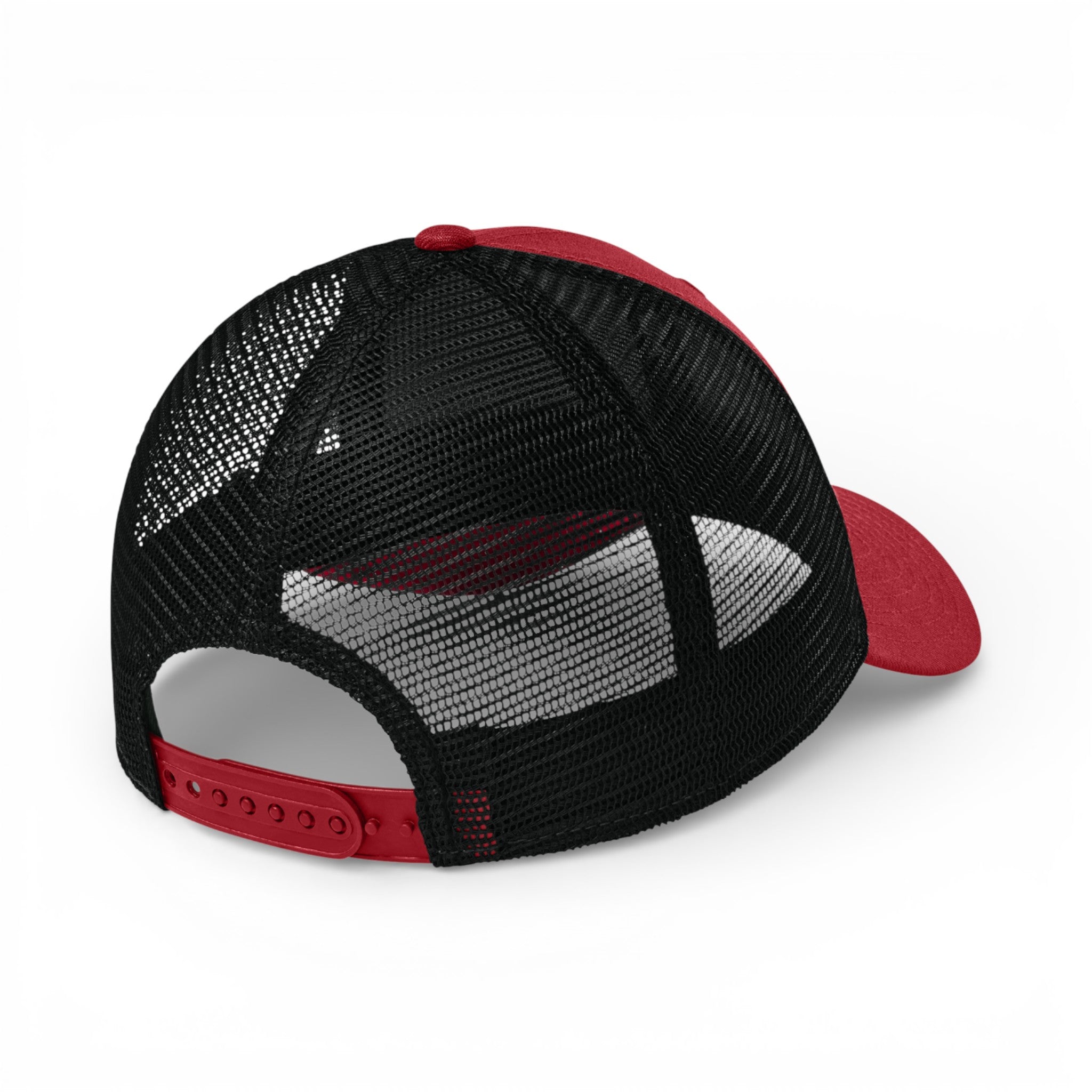 Back view of New Era NE208 custom hat in flag scarlet