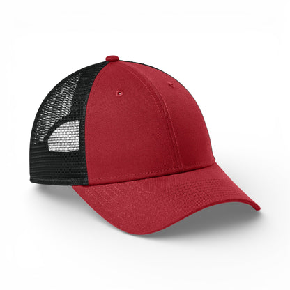 Right side view of New Era NE208 custom hat in flag scarlet
