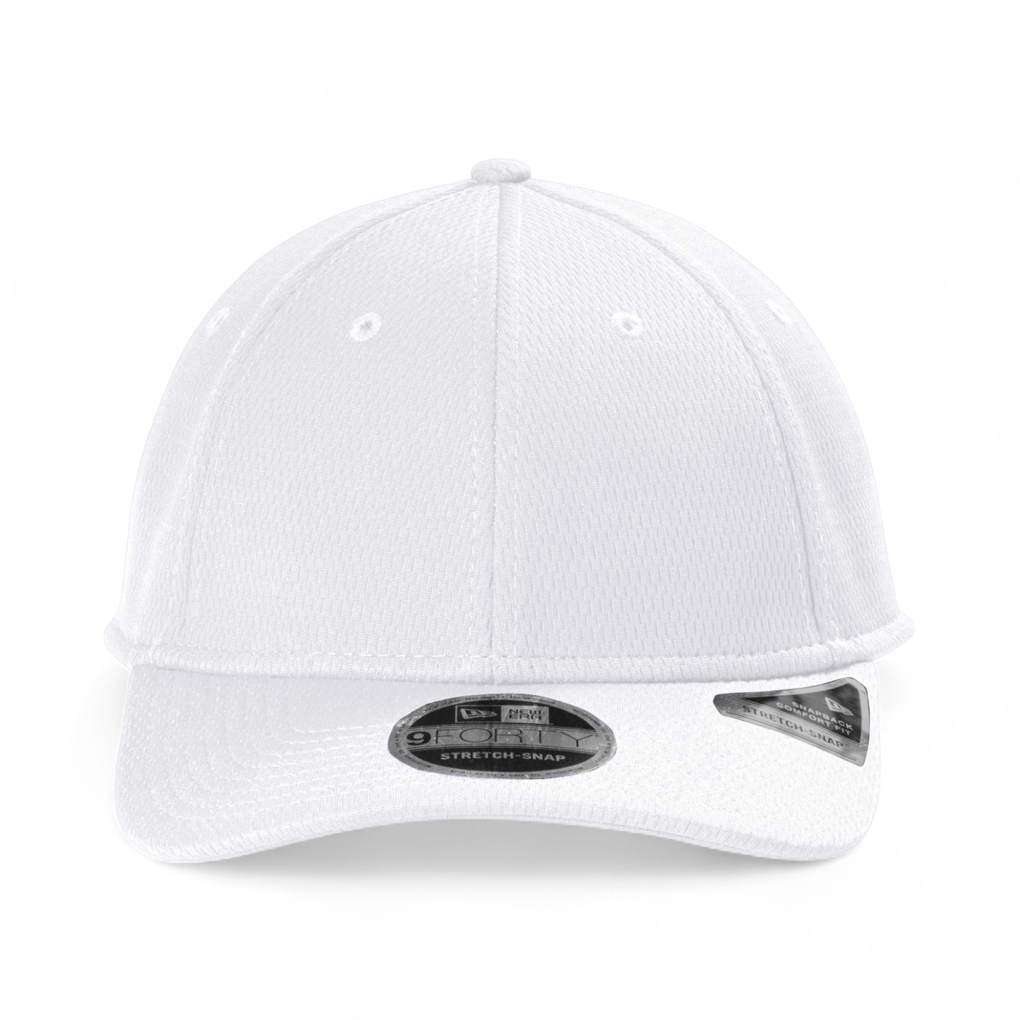 Front view of New Era NE209 custom hat in white