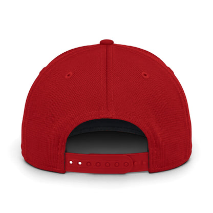 New Era NE214 custom cap in scarlet, back view