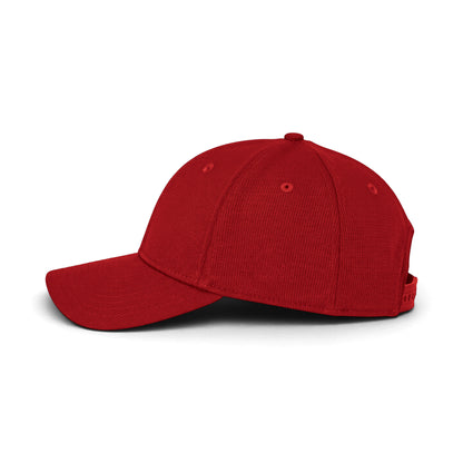 New Era NE214 custom cap in scarlet, left side view