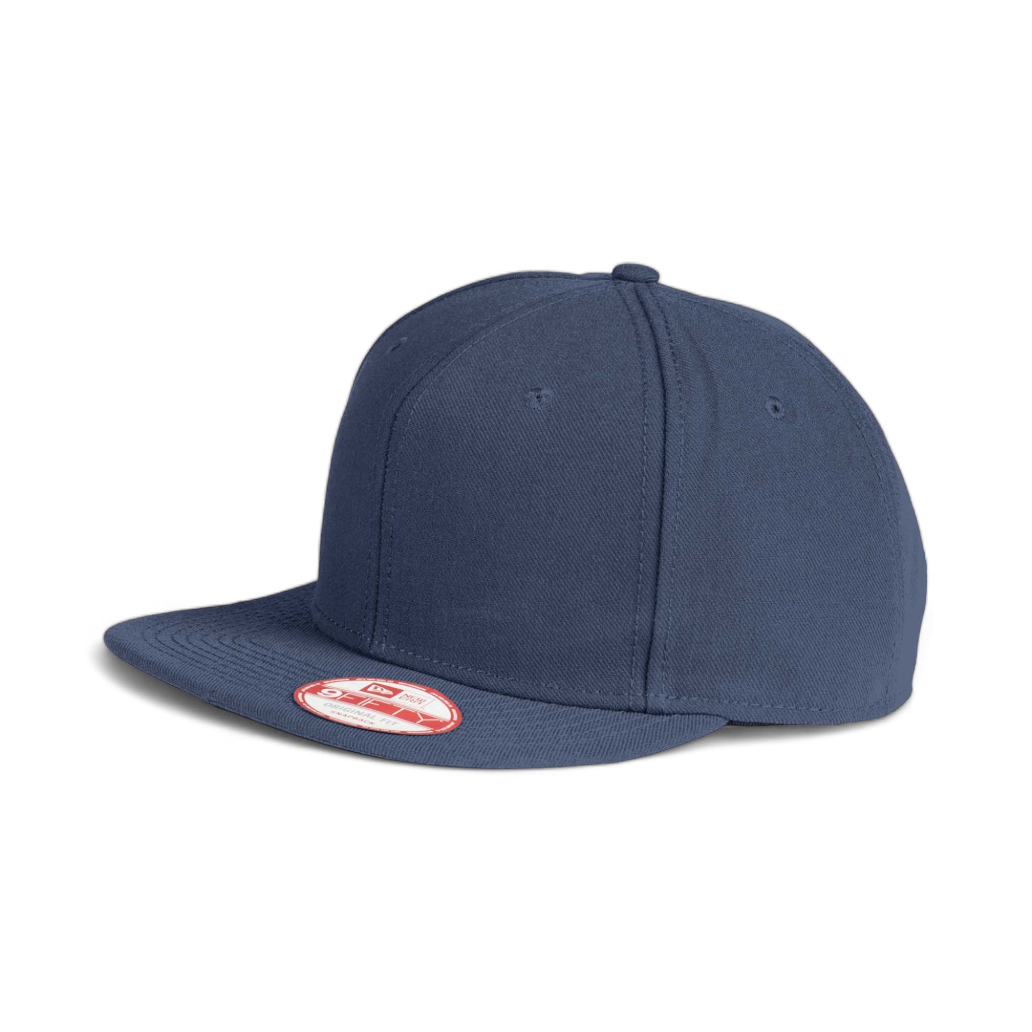 Side view of New Era NE402 custom hat in league navy