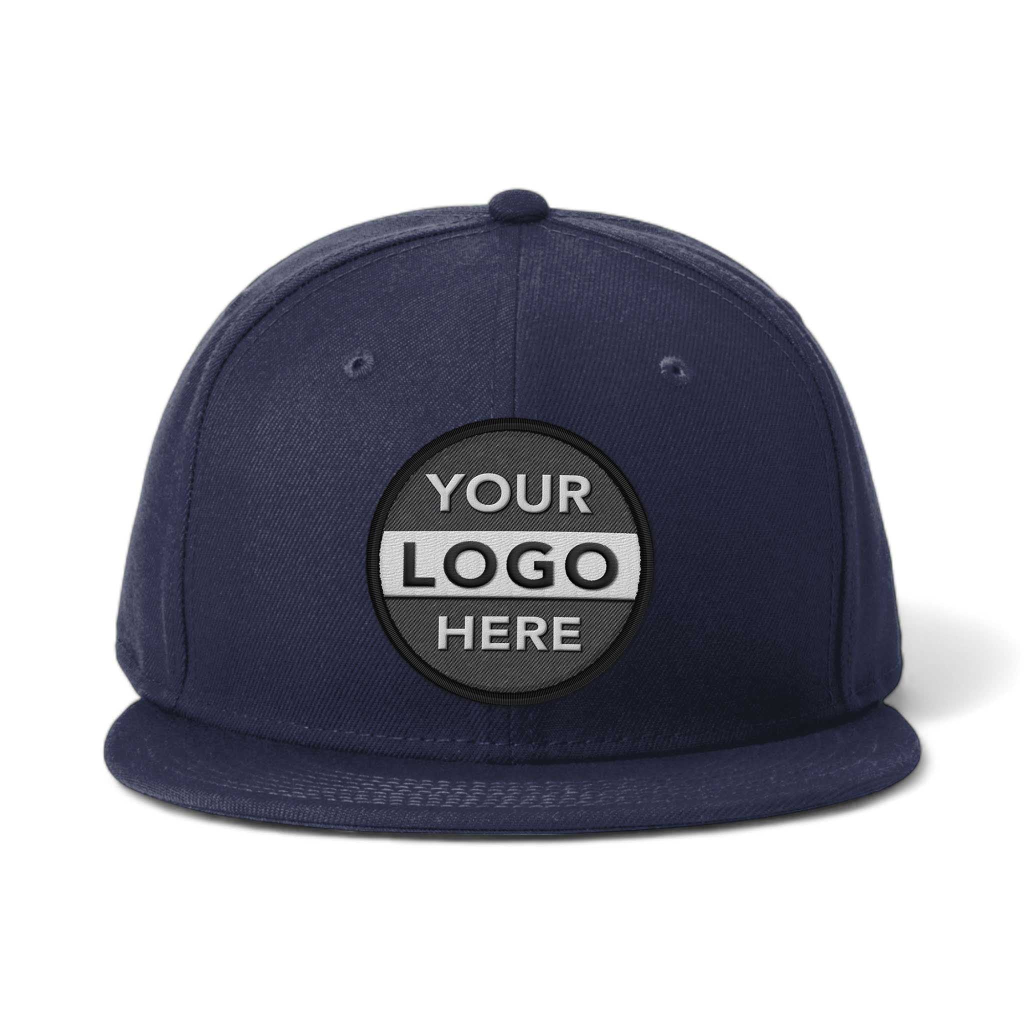 New Era NE4020 custom embroidered patch hat in deep navy