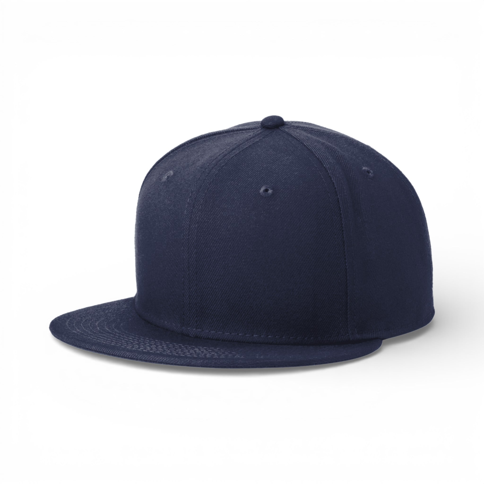 Left side view of New Era NE4020 custom hat in deep navy