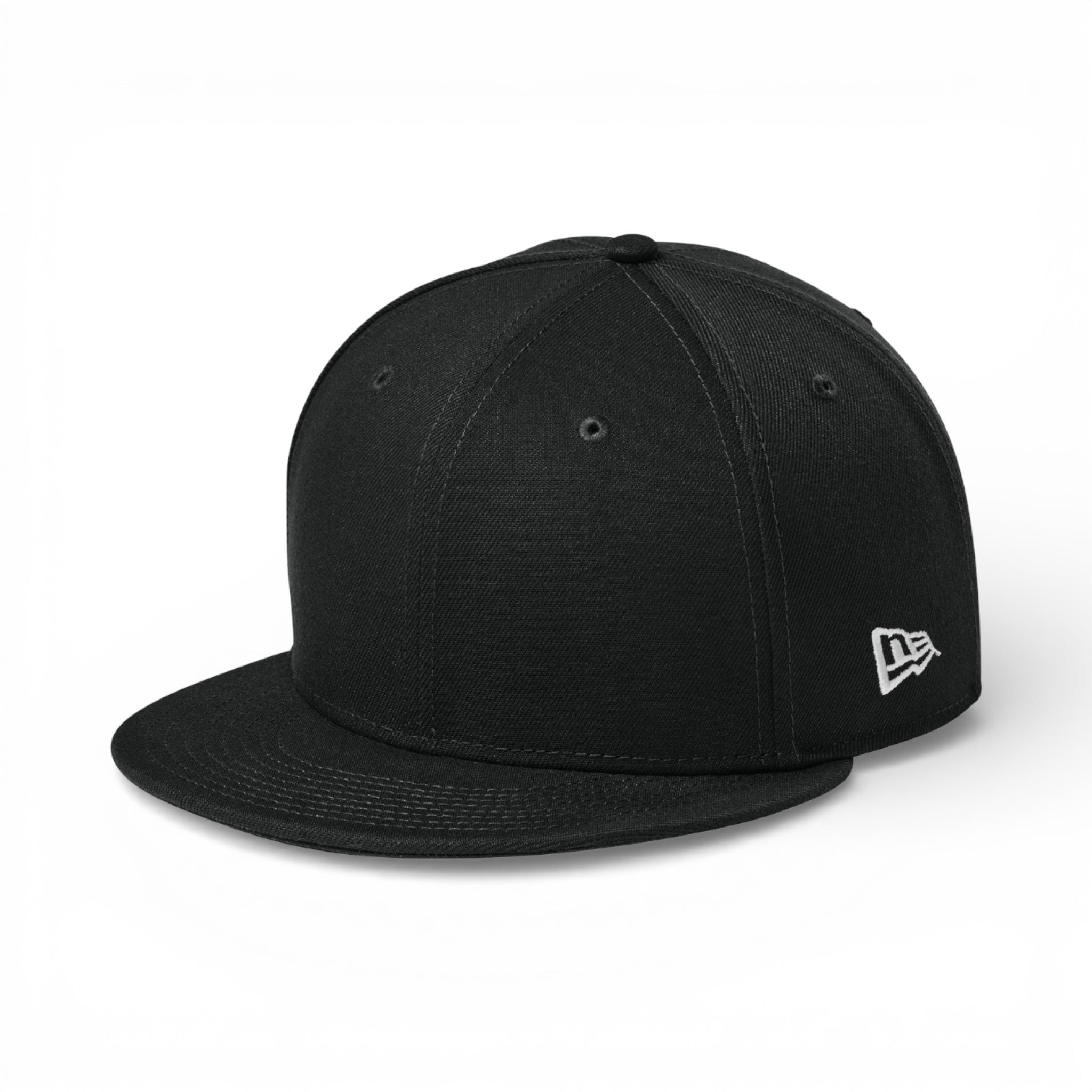 Left side view of New Era NE4020 custom hat in flag black
