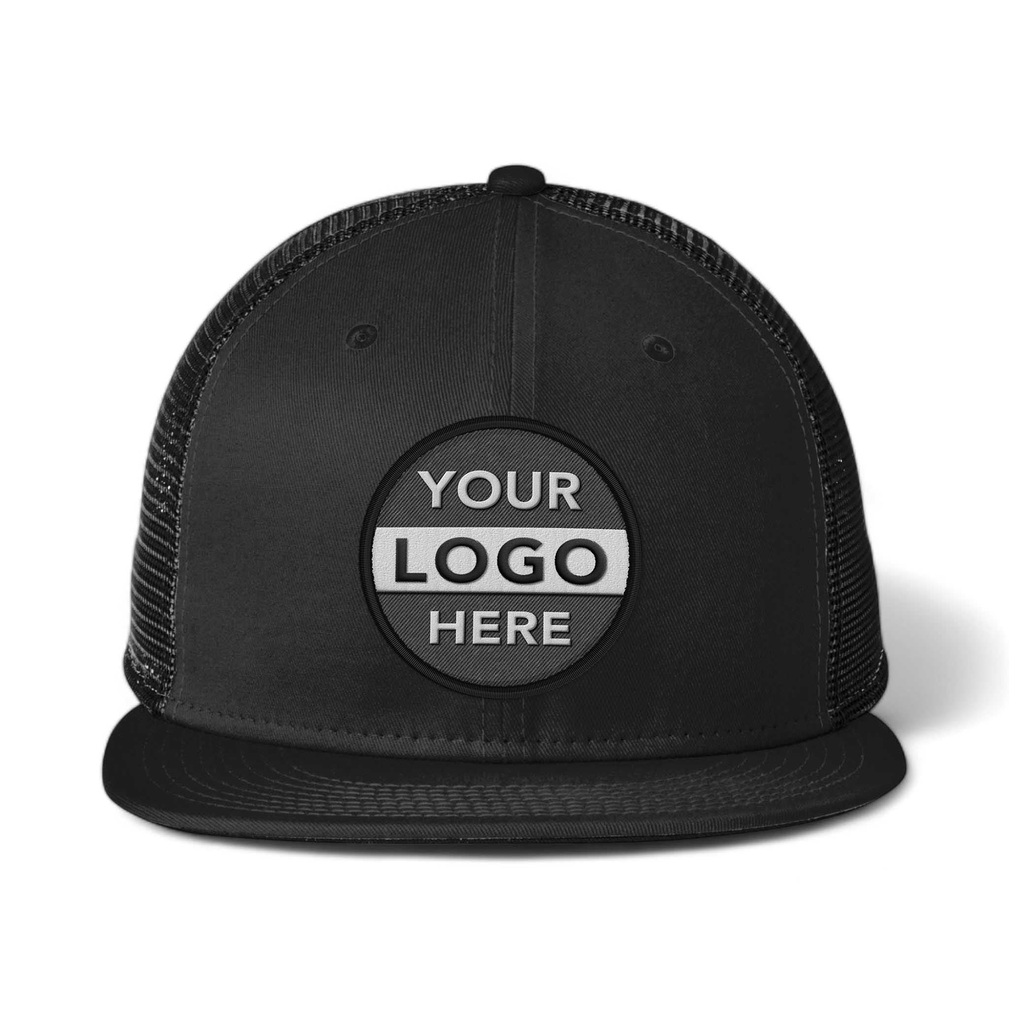 New Era NE4030 custom embroidered patch hat in black and black