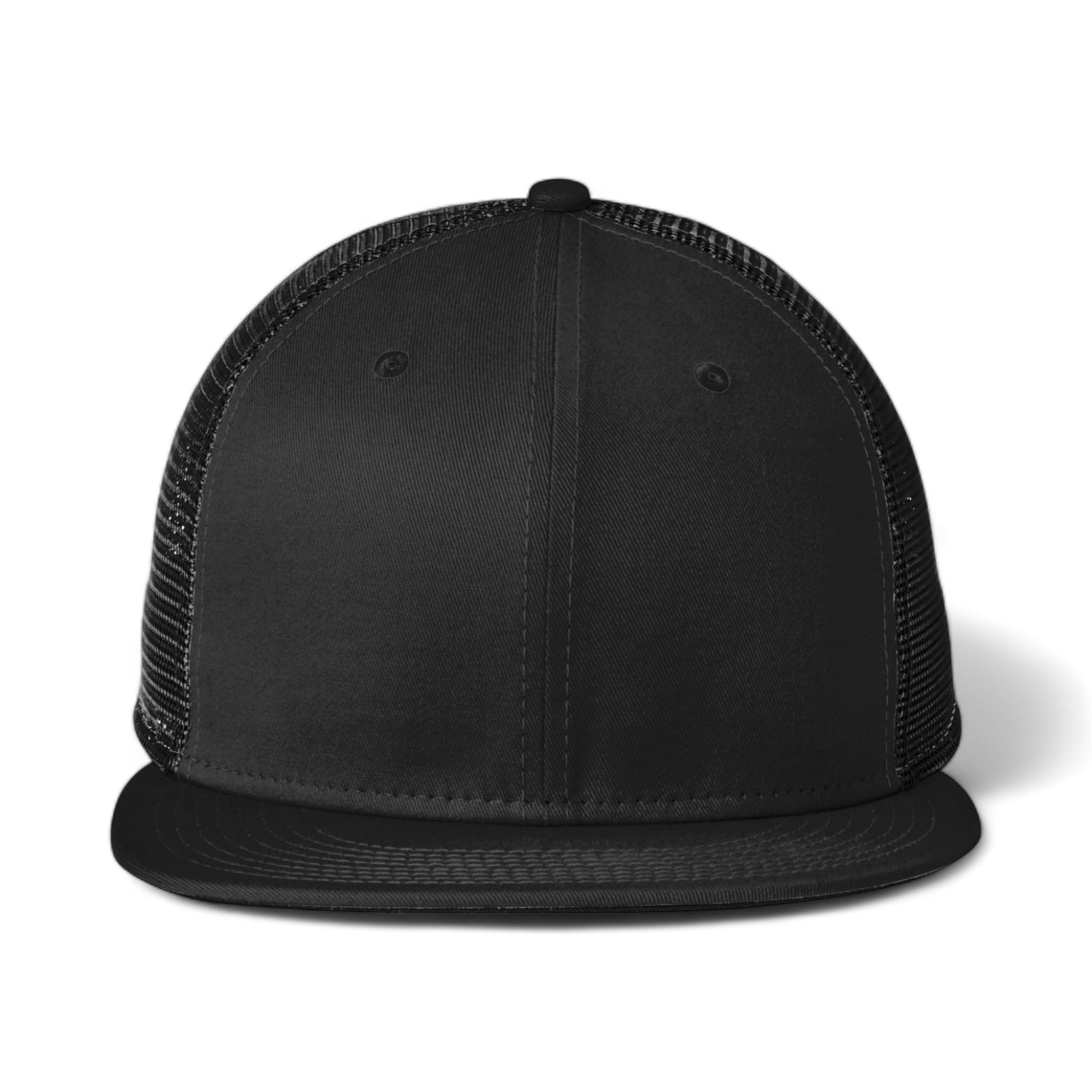 Front view of New Era NE4030 custom hat in black and black