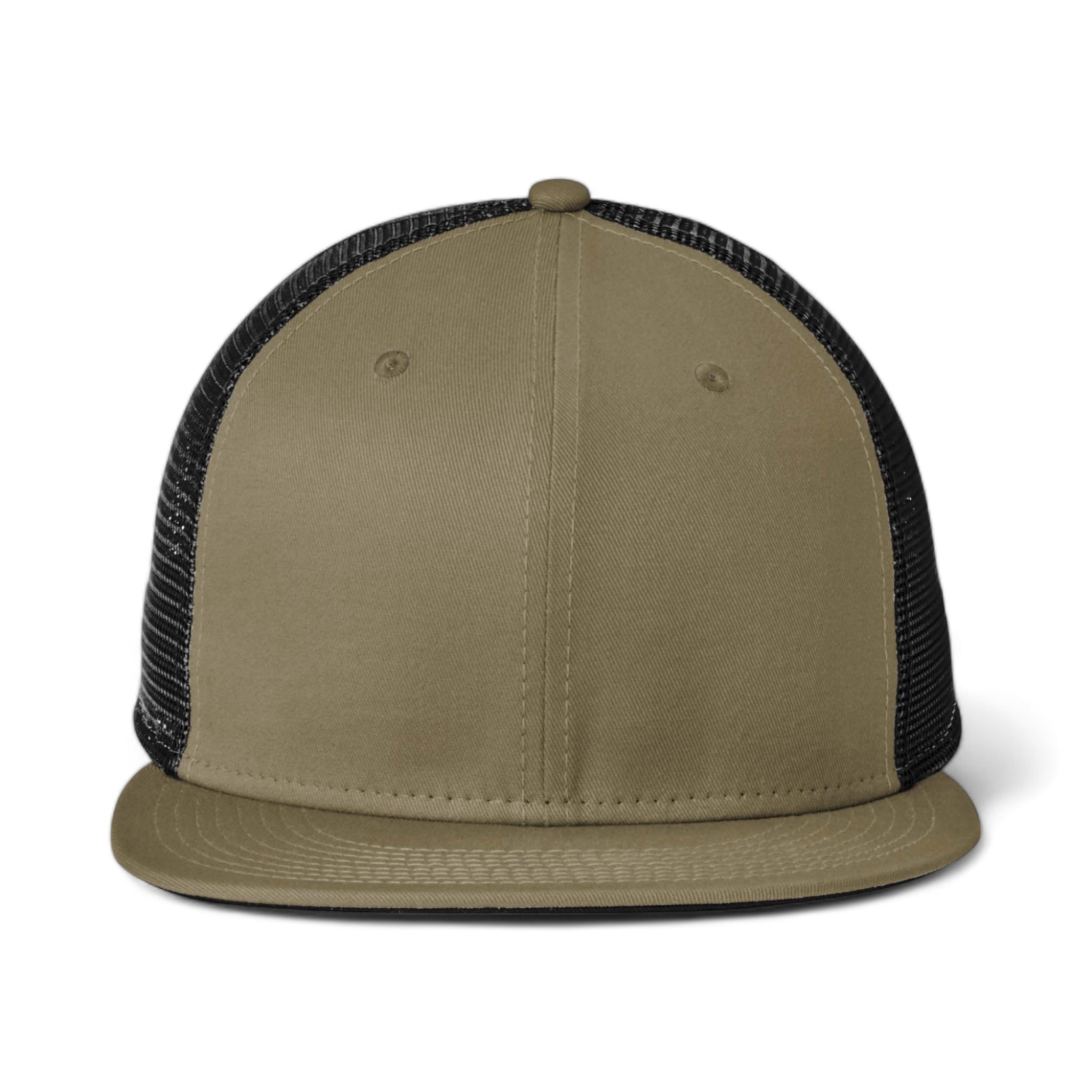 Front view of New Era NE4030 custom hat in olive and black