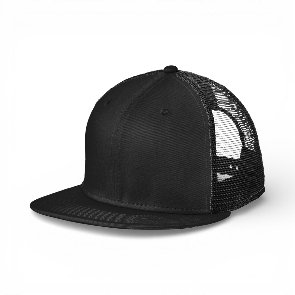 Left side view of New Era NE4030 custom hat in black and black