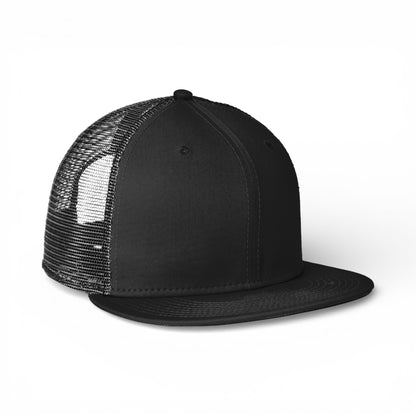 Right side view of New Era NE4030 custom hat in black and black