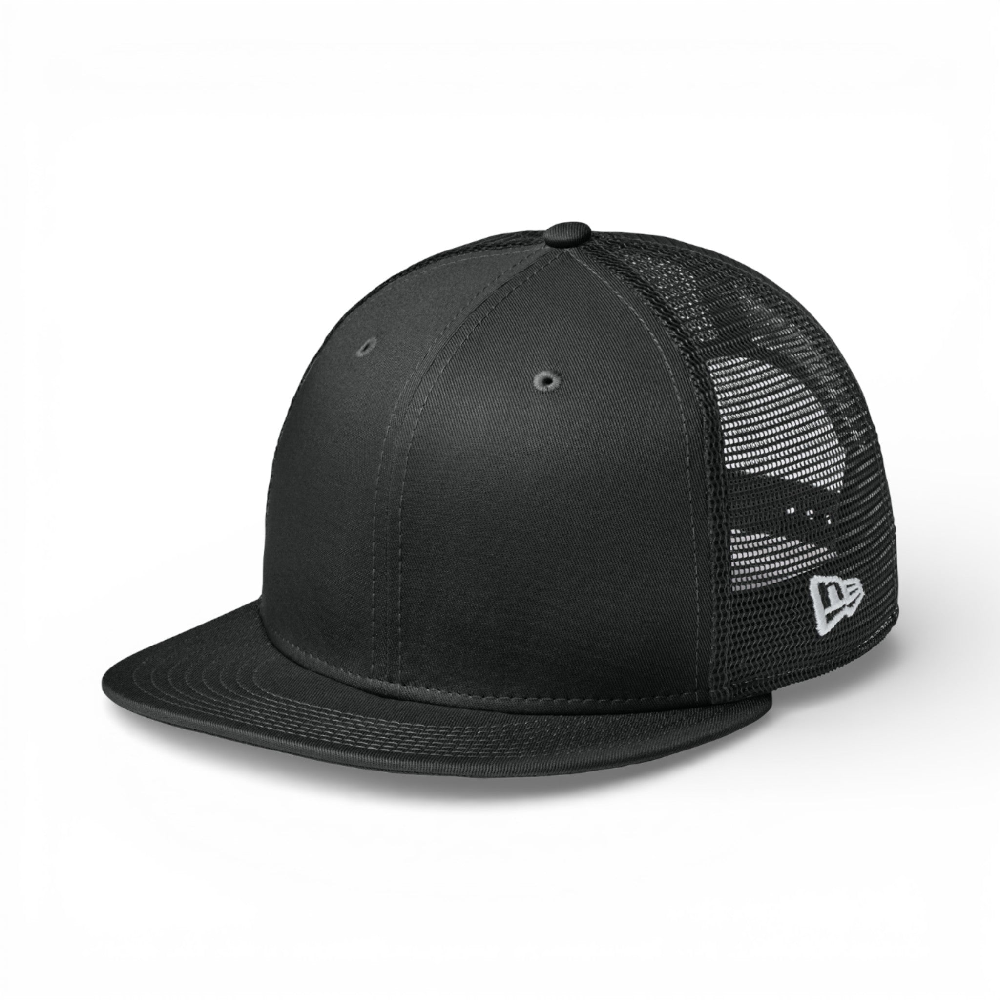 Left side view of New Era NE4030 custom hat in flag black and  black