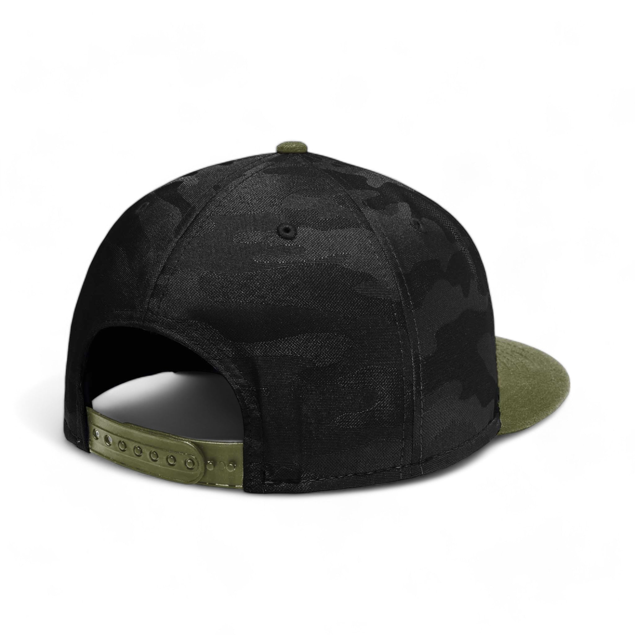 Back view of New Era NE407 custom hat in army and black camo