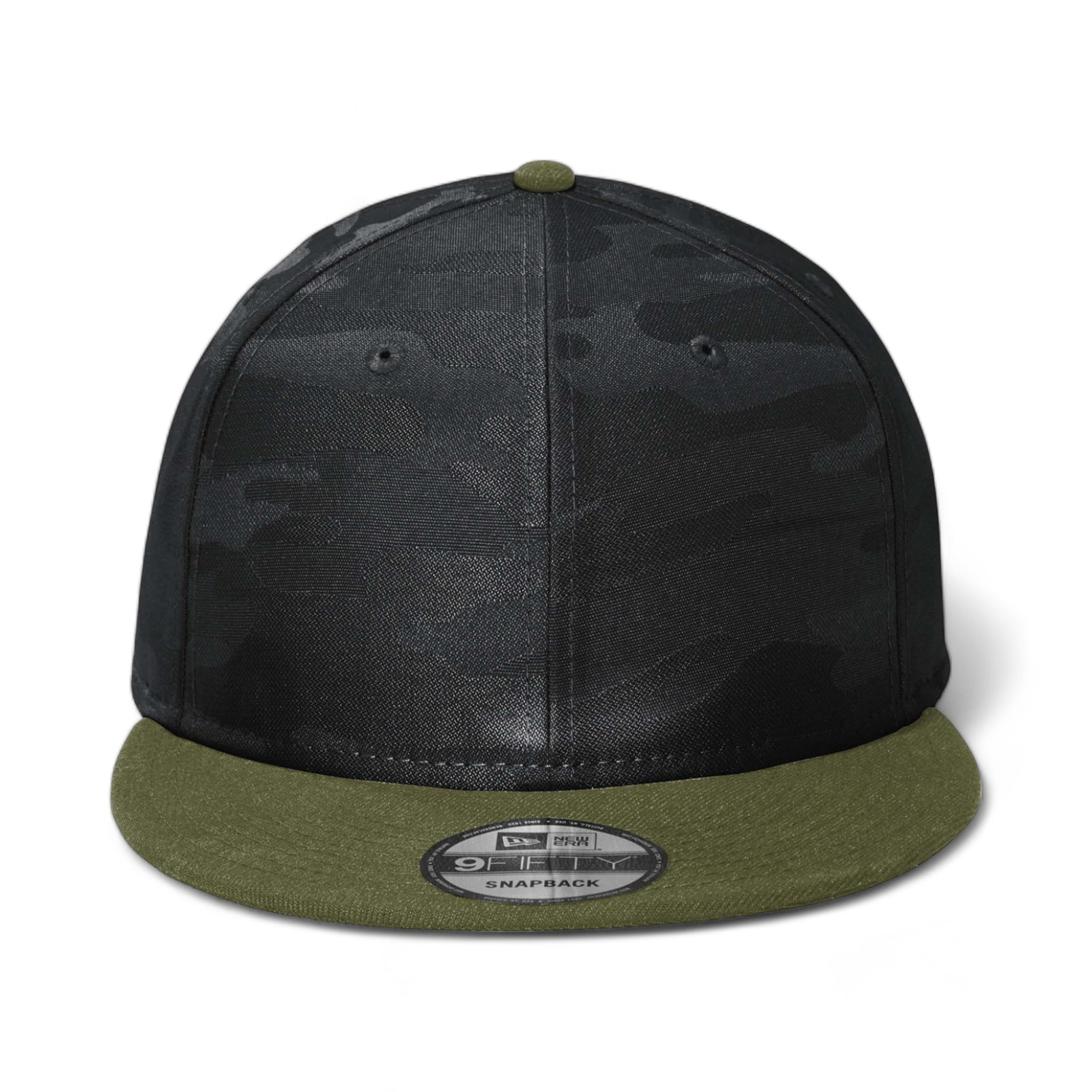 Front view of New Era NE407 custom hat in army and black camo