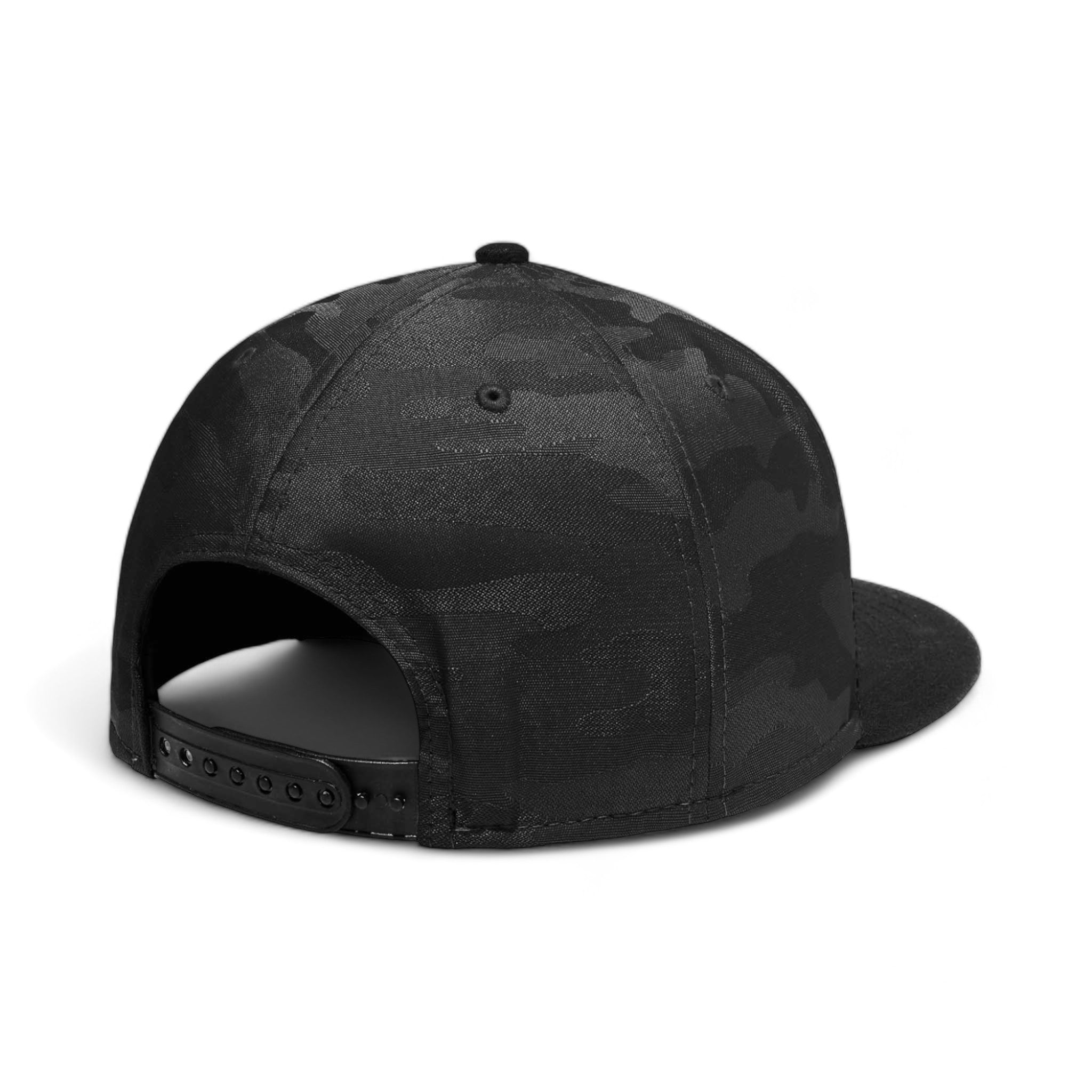 Back view of New Era NE407 custom hat in black and black camo