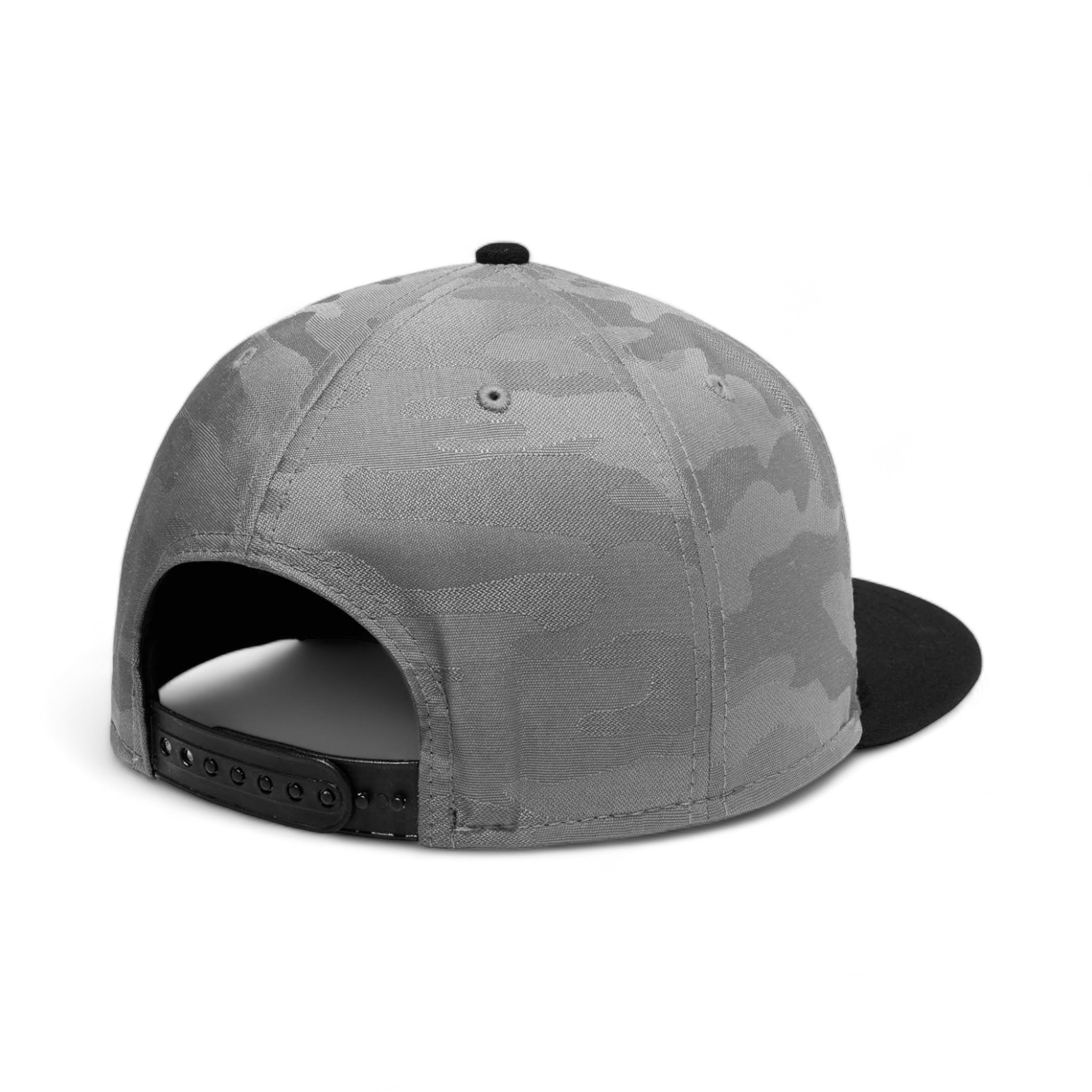 Back view of New Era NE407 custom hat in black and rainstorm grey camo