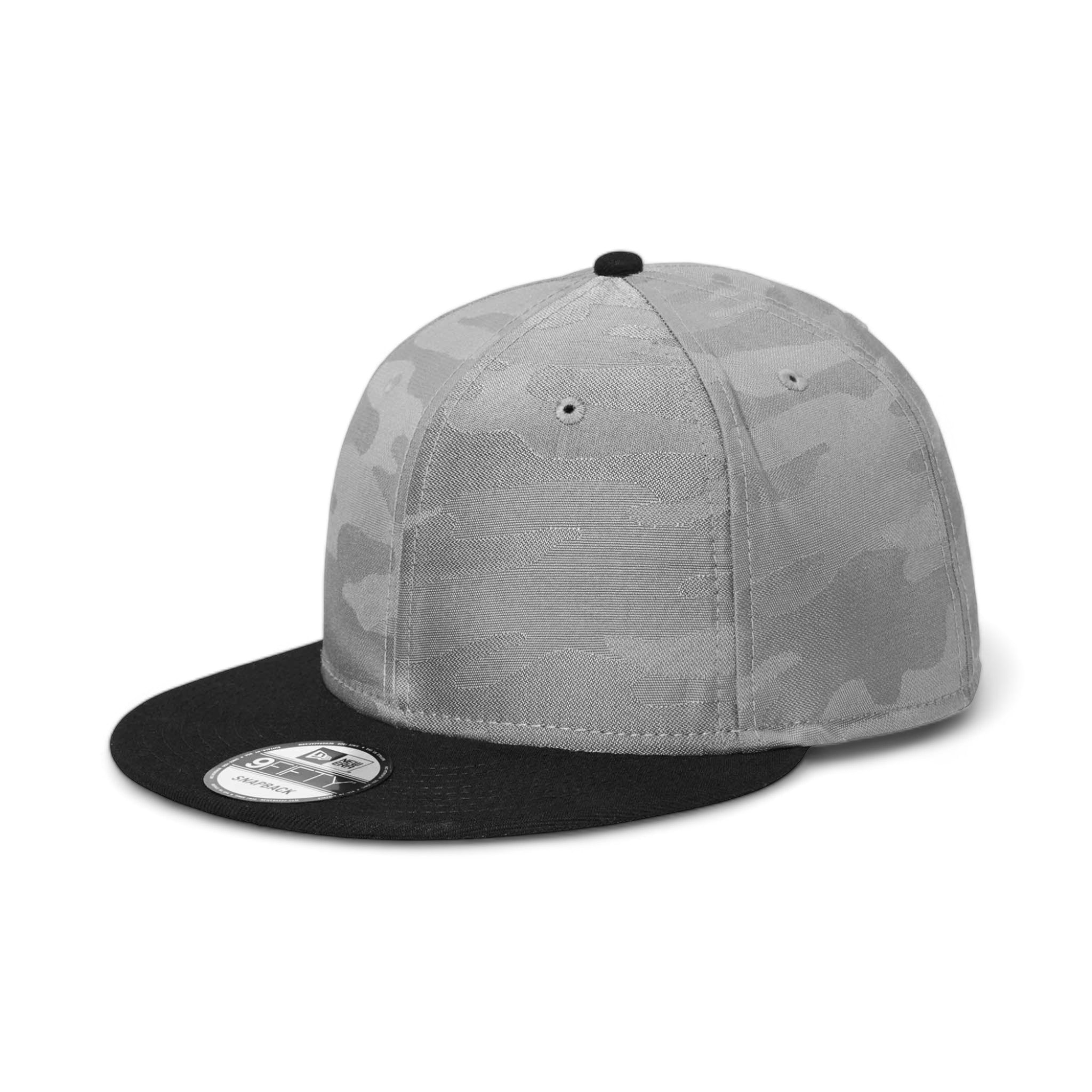 Side view of New Era NE407 custom hat in black and rainstorm grey camo