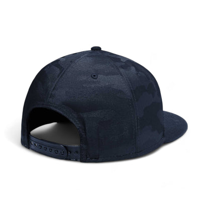 Back view of New Era NE407 custom hat in deep navy and deep navy camo