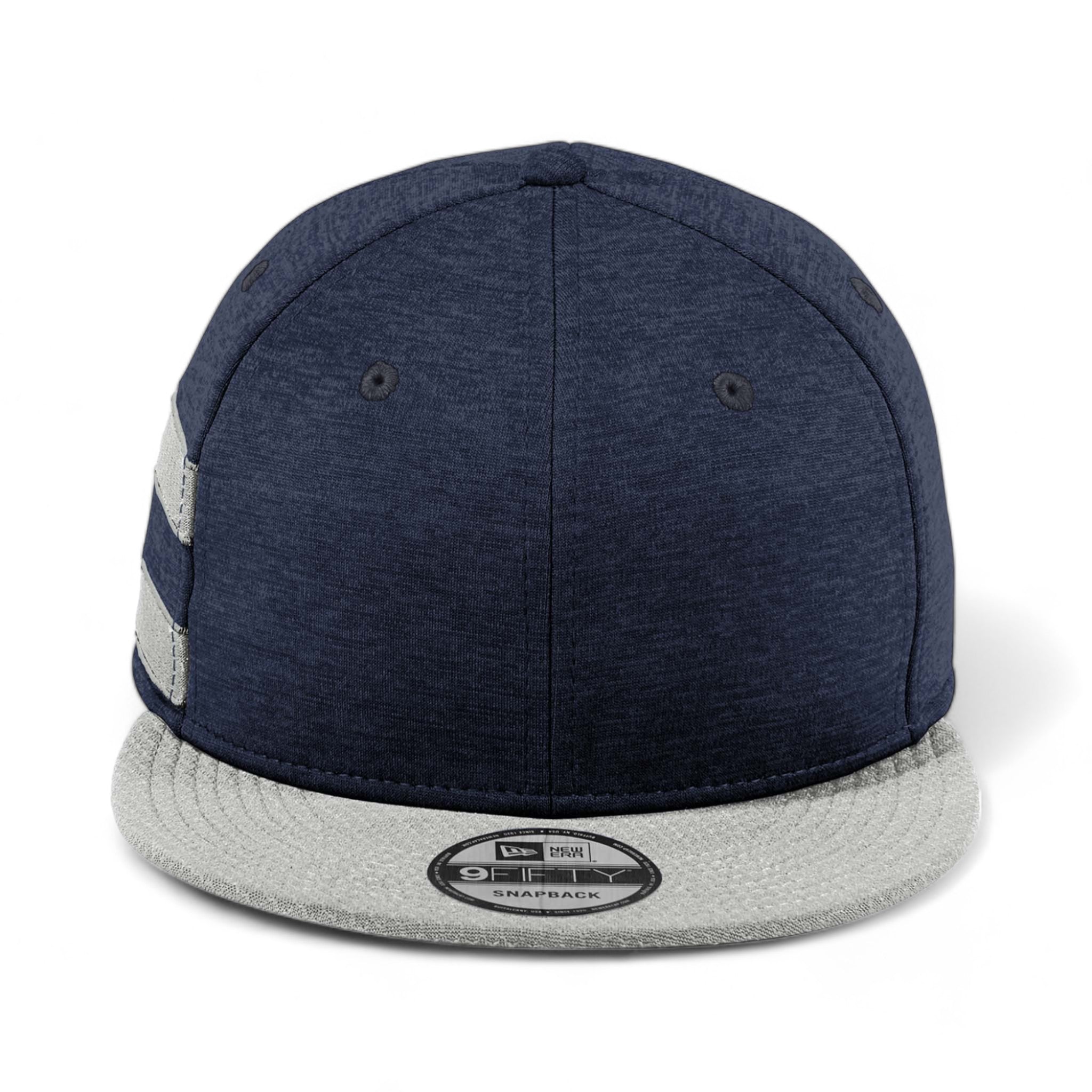 Front view of New Era NE408 custom hat in navy shadow heather and grey