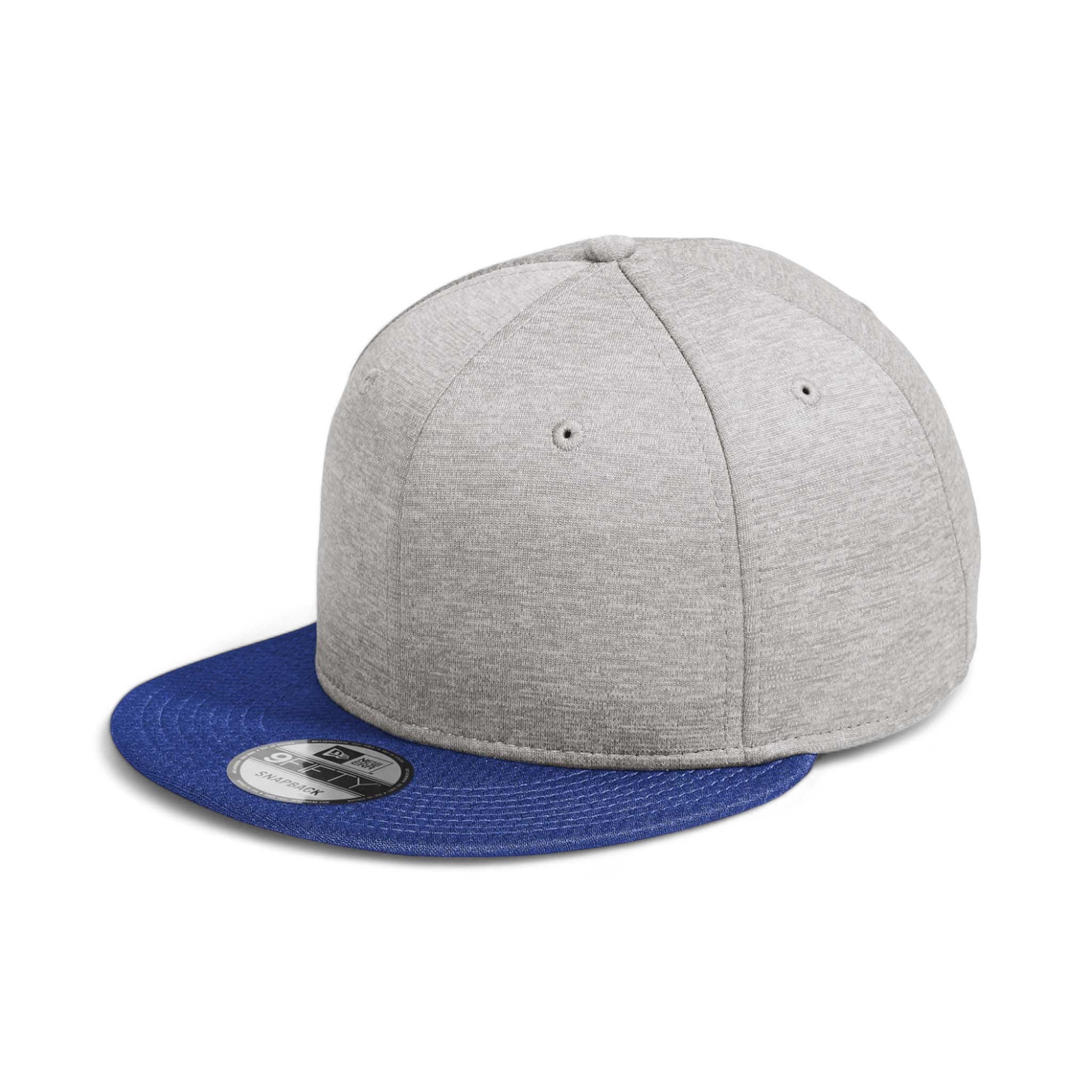 Side view of New Era NE408 custom hat in shadow heather and royal