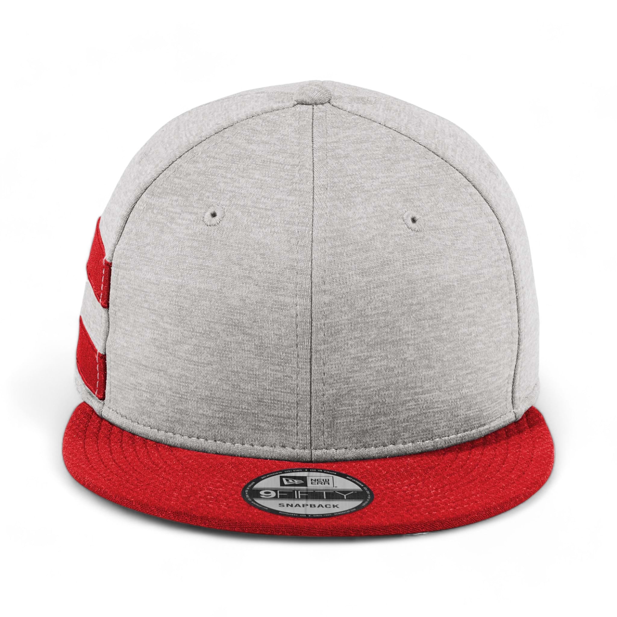 Front view of New Era NE408 custom hat in shadow heather and scarlet