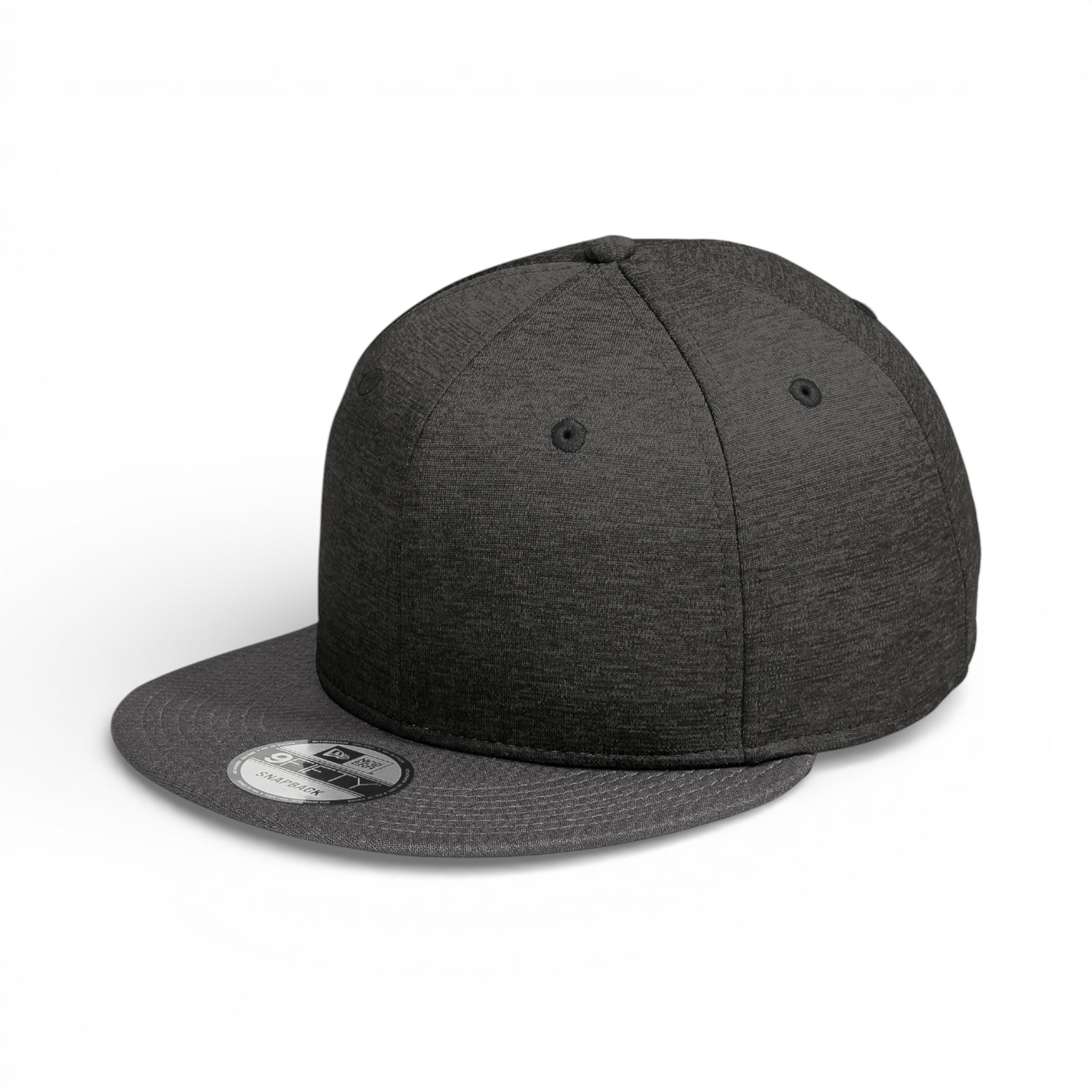 Left side view of New Era NE408 custom hat in black shadow heather and graphite