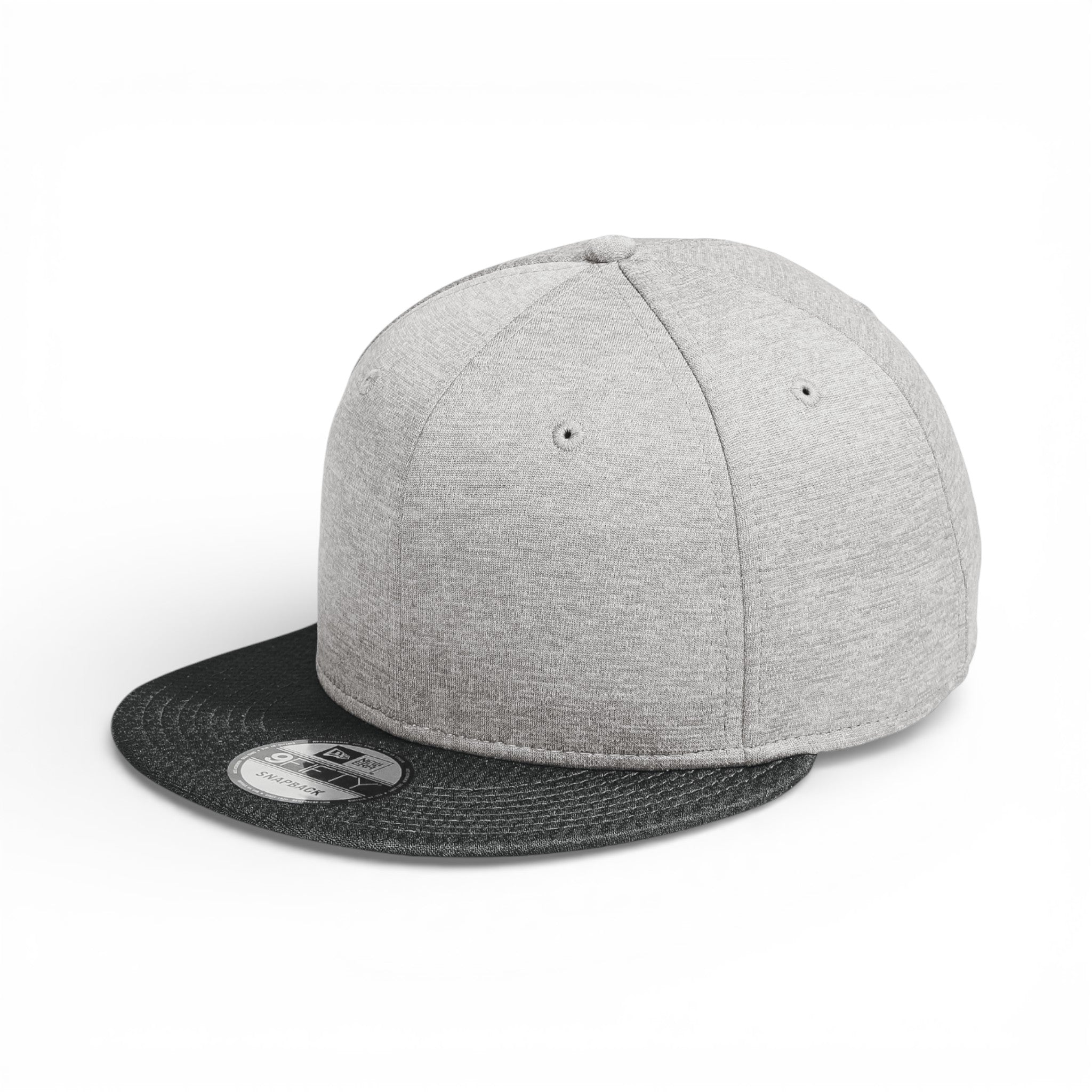 Left side view of New Era NE408 custom hat in shadow heather and black