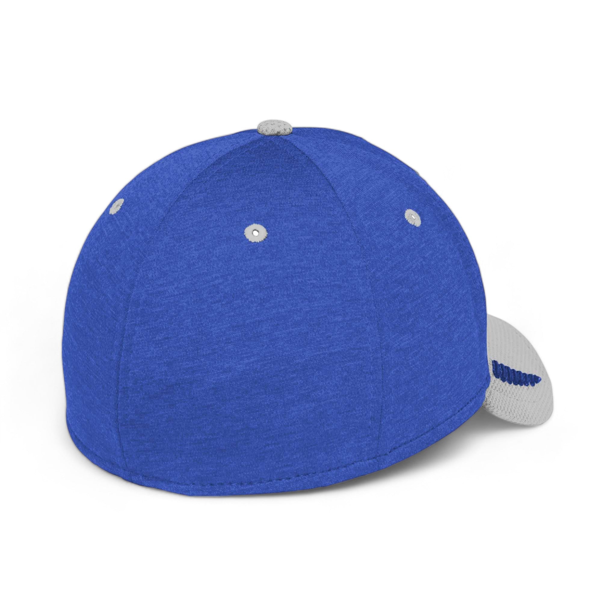 Back view of New Era NE704 custom hat in grey and royal shadow heather