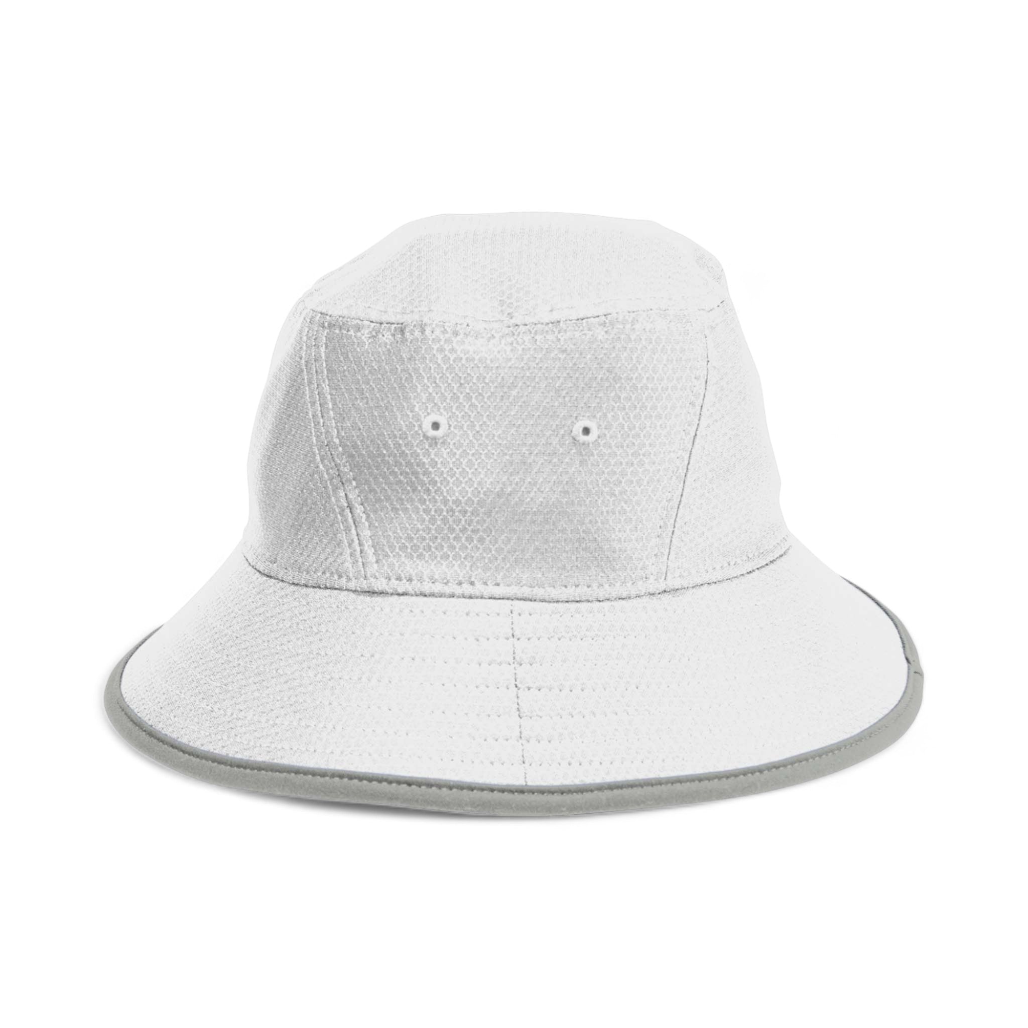Front view of New Era NE800 custom hat in white and rainstorm grey